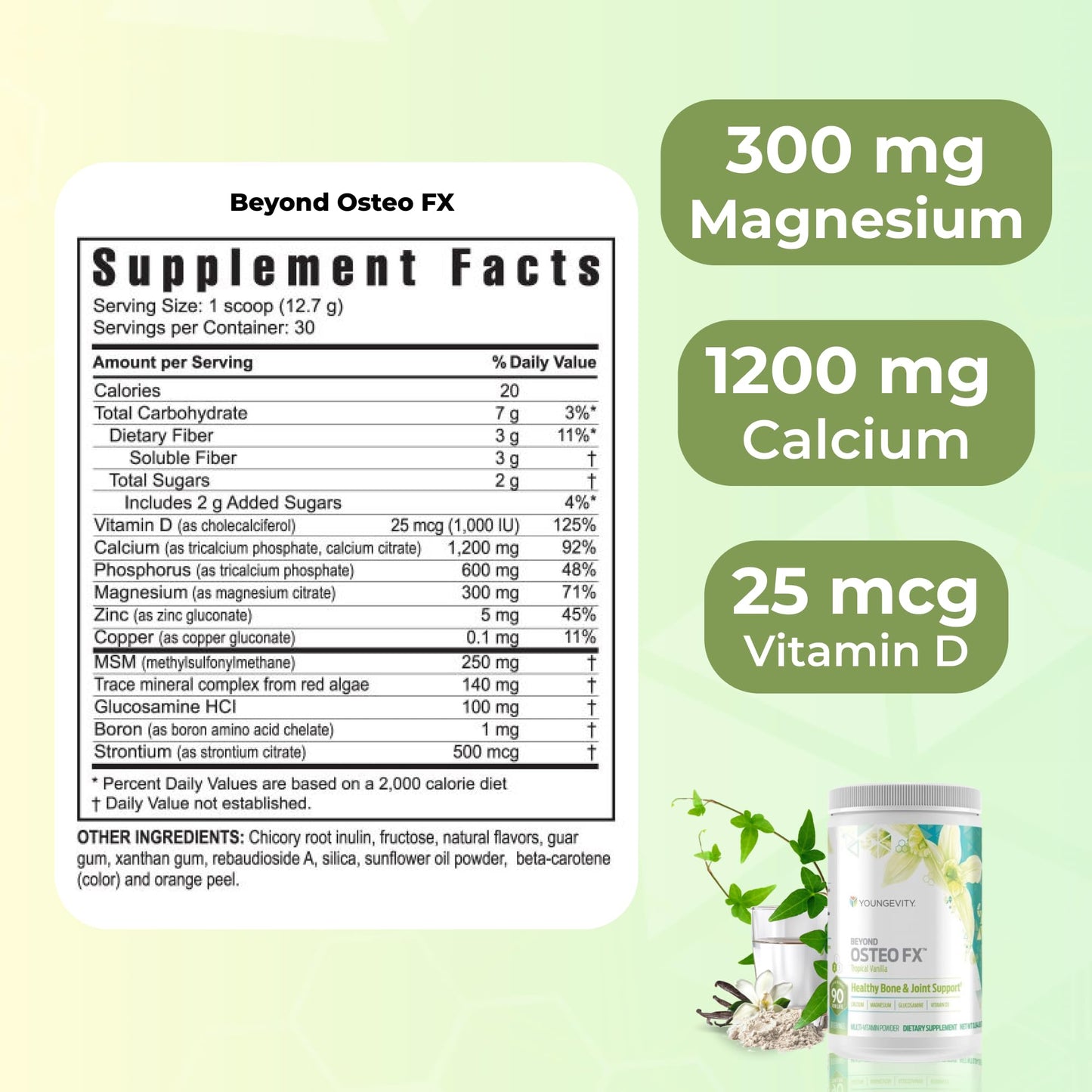 Youngevity Beyond Osteo FX Tropical Vanilla Powder 13.44 Ounce