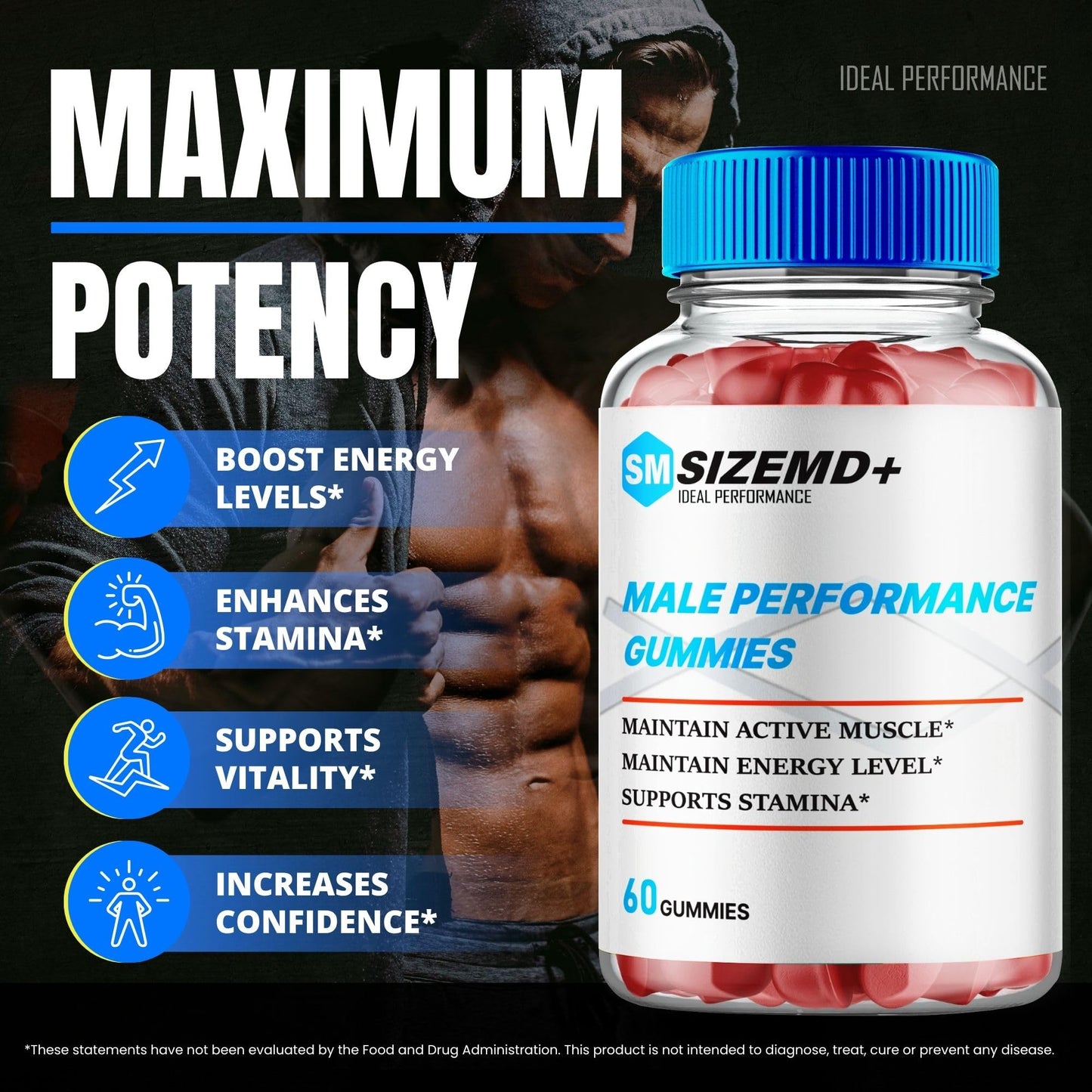 IDEAL PERFORMANCE SizeMD+ Gummies 60 Count