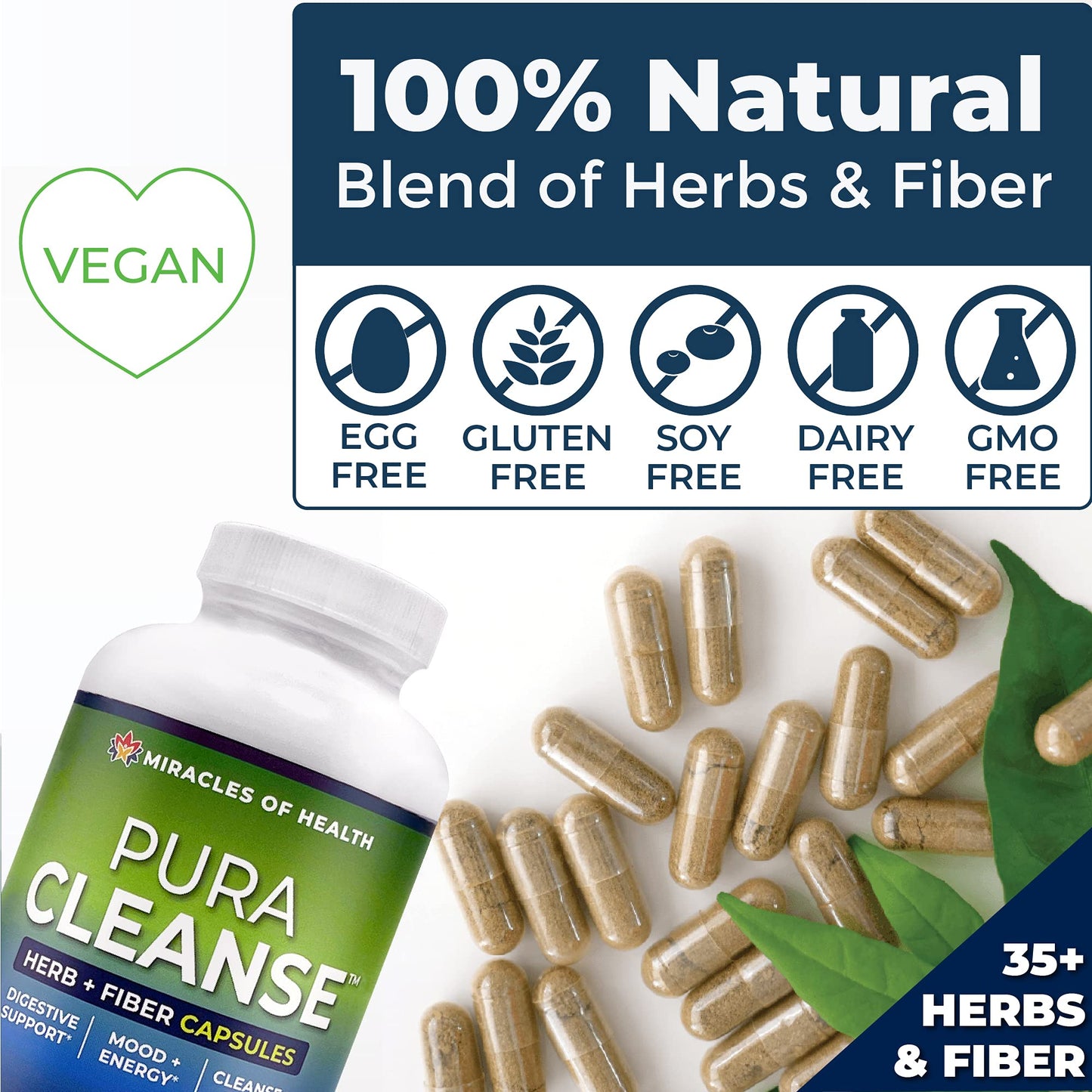 Miracles of Health Pura Cleanse Fiber 180 Capsules