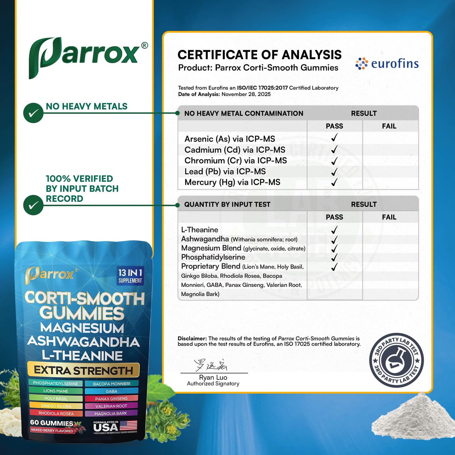 Parrox Corti-Smooth Cortisol Support Gummies, 120 Count