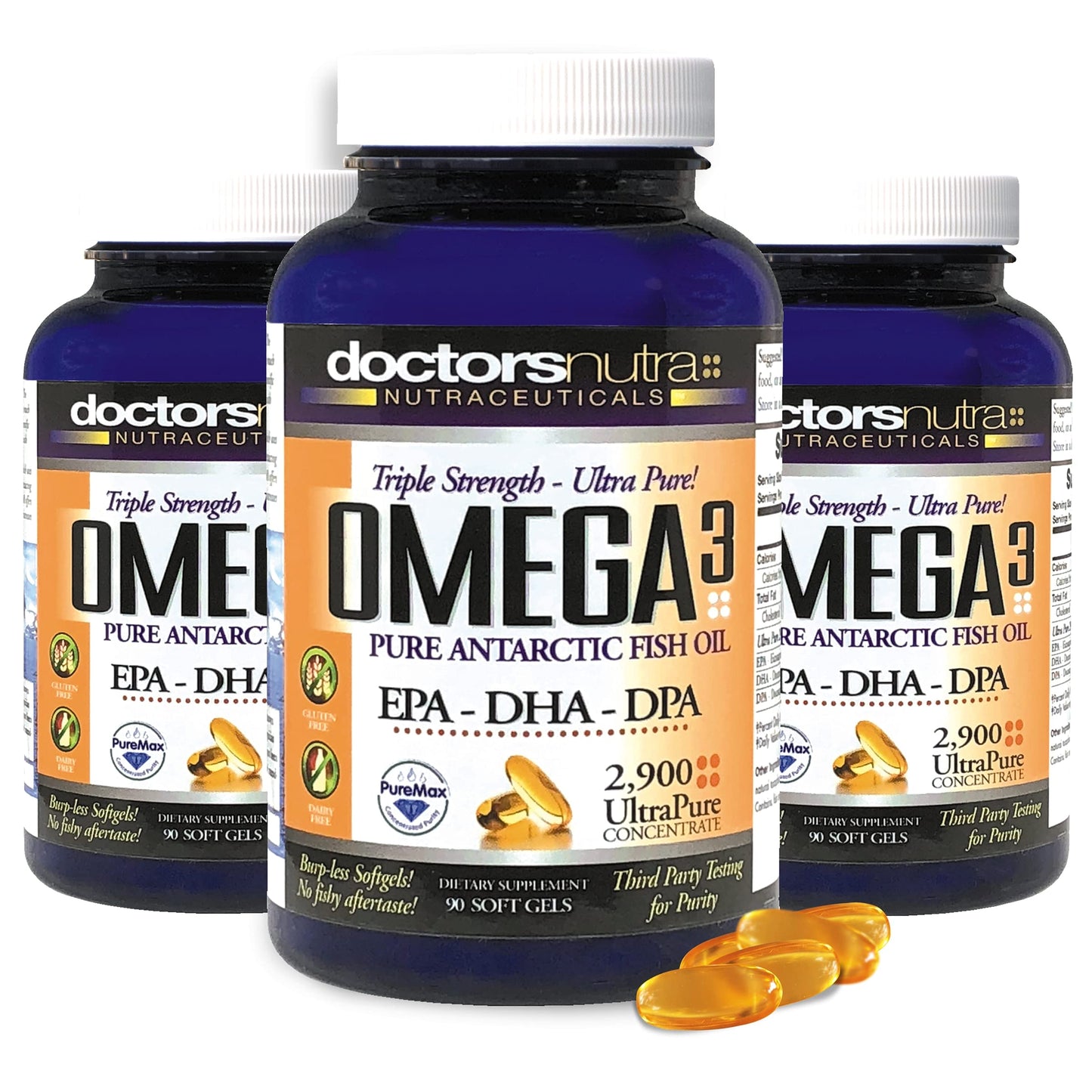 Doctors Nutra Nutraceuticals Omega 3 DPA Fish Oil 2,900 Milligrams Triple Strength Ultra Pure Concentrated, EPA-DPA-DHA Softgels 90 Count