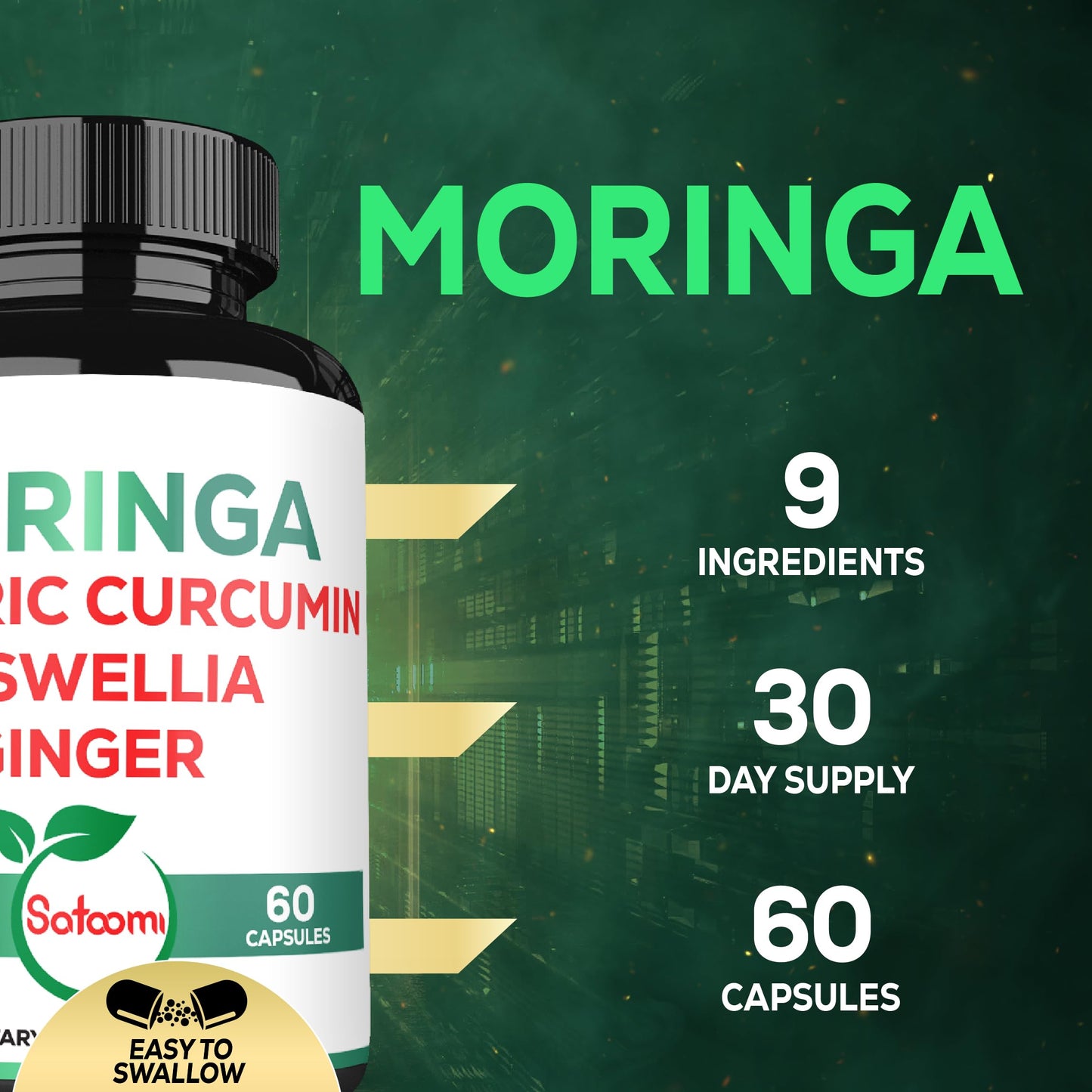Satoomi 9in1 Moringa Capsules, 60 Count