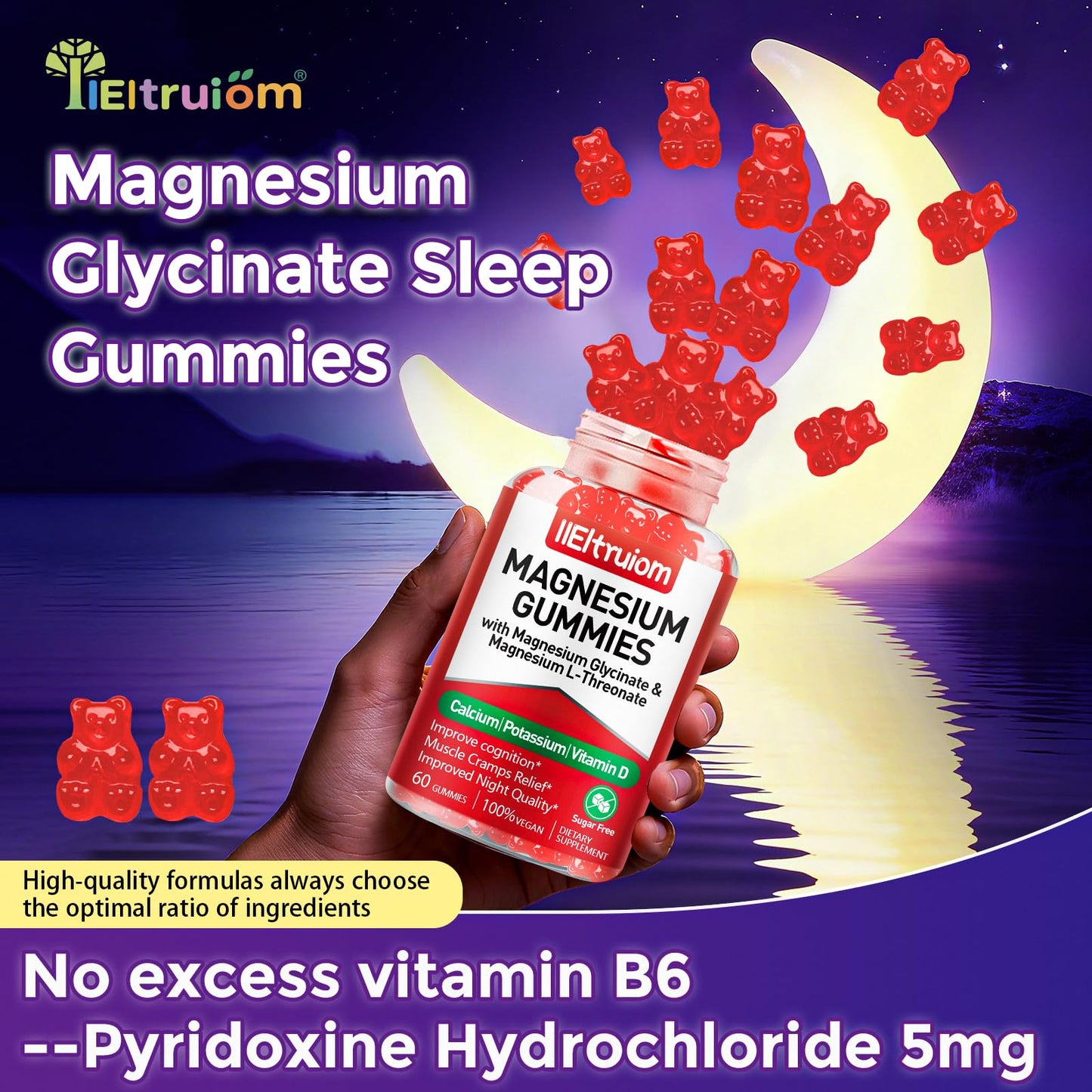 IIEltruiom Liposomal Magnesium Complex 190mg for Kids, Gummies, 60 Count