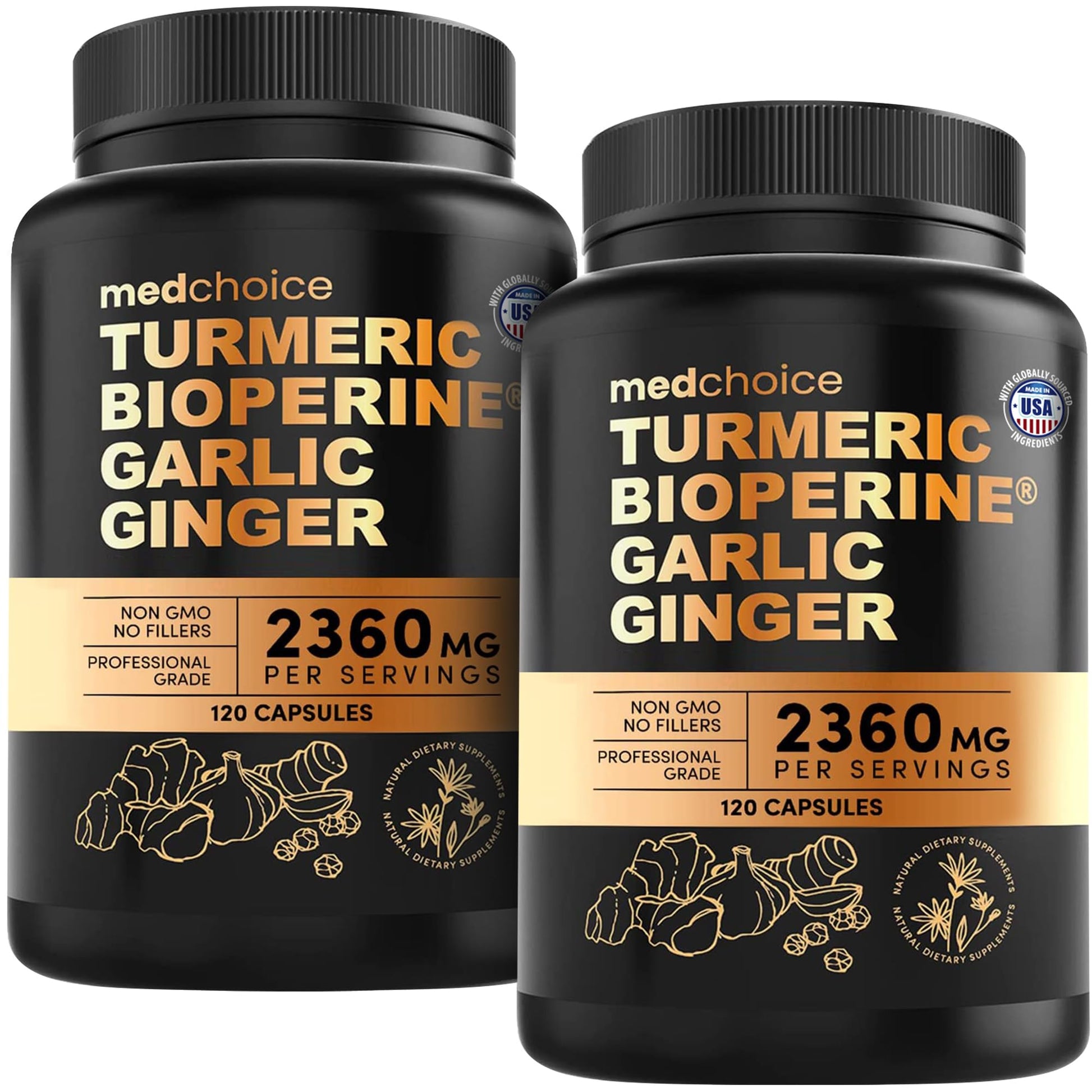 MEDCHOICE 4-in-1 Turmeric Joint Support Supplements with Garlic and BioPerine Capsule 240