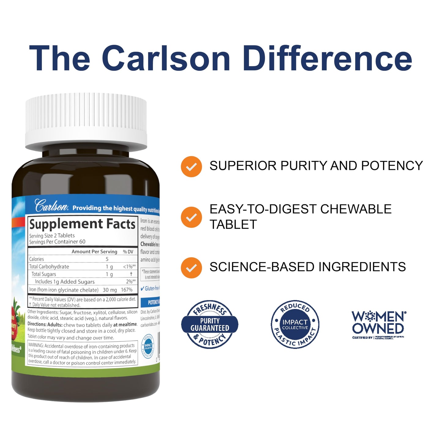 Carlson Chewable Iron 120 Tablets
