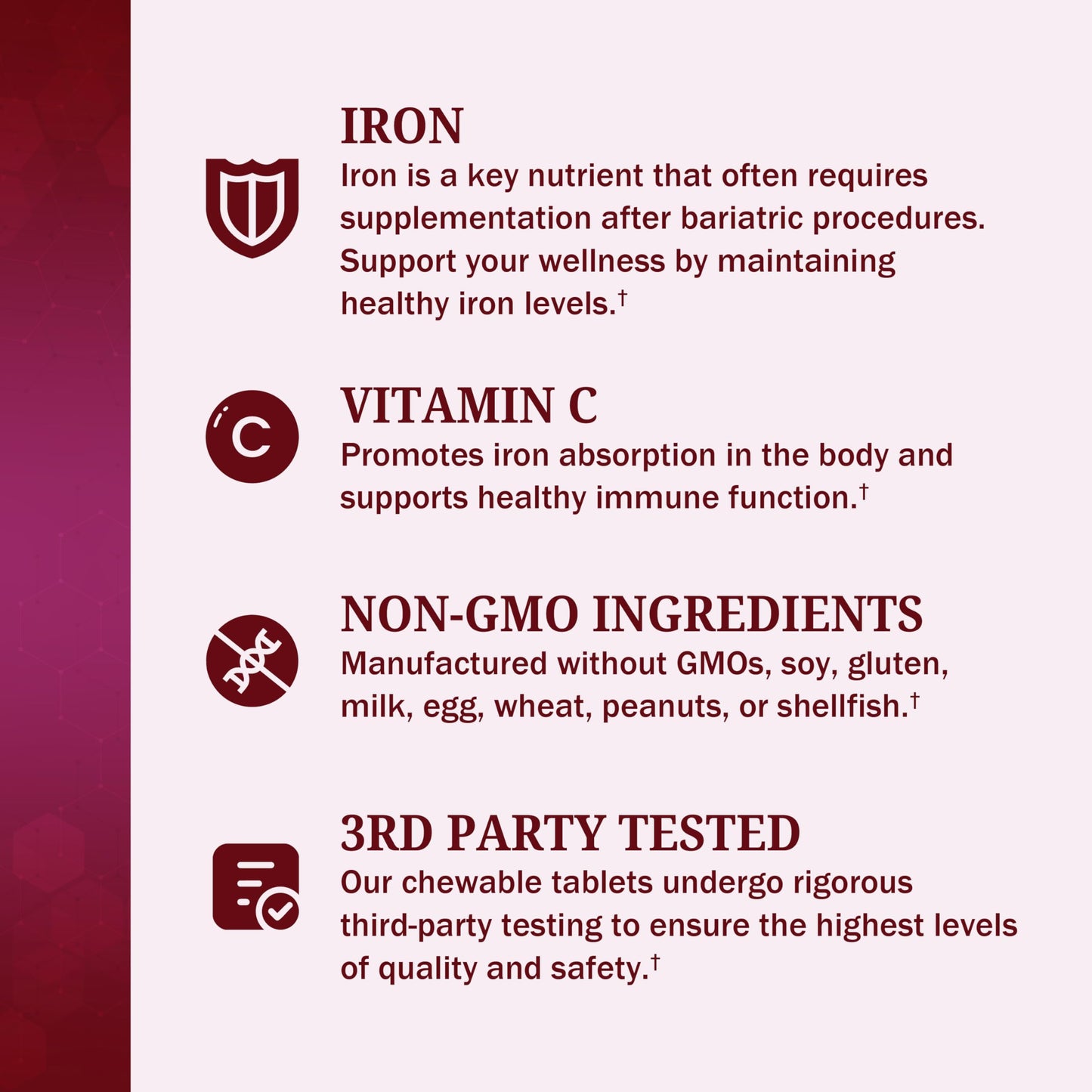 BioSchwartz Bariatric Vitamin C with Iron 45mg Tablets, 60 Count