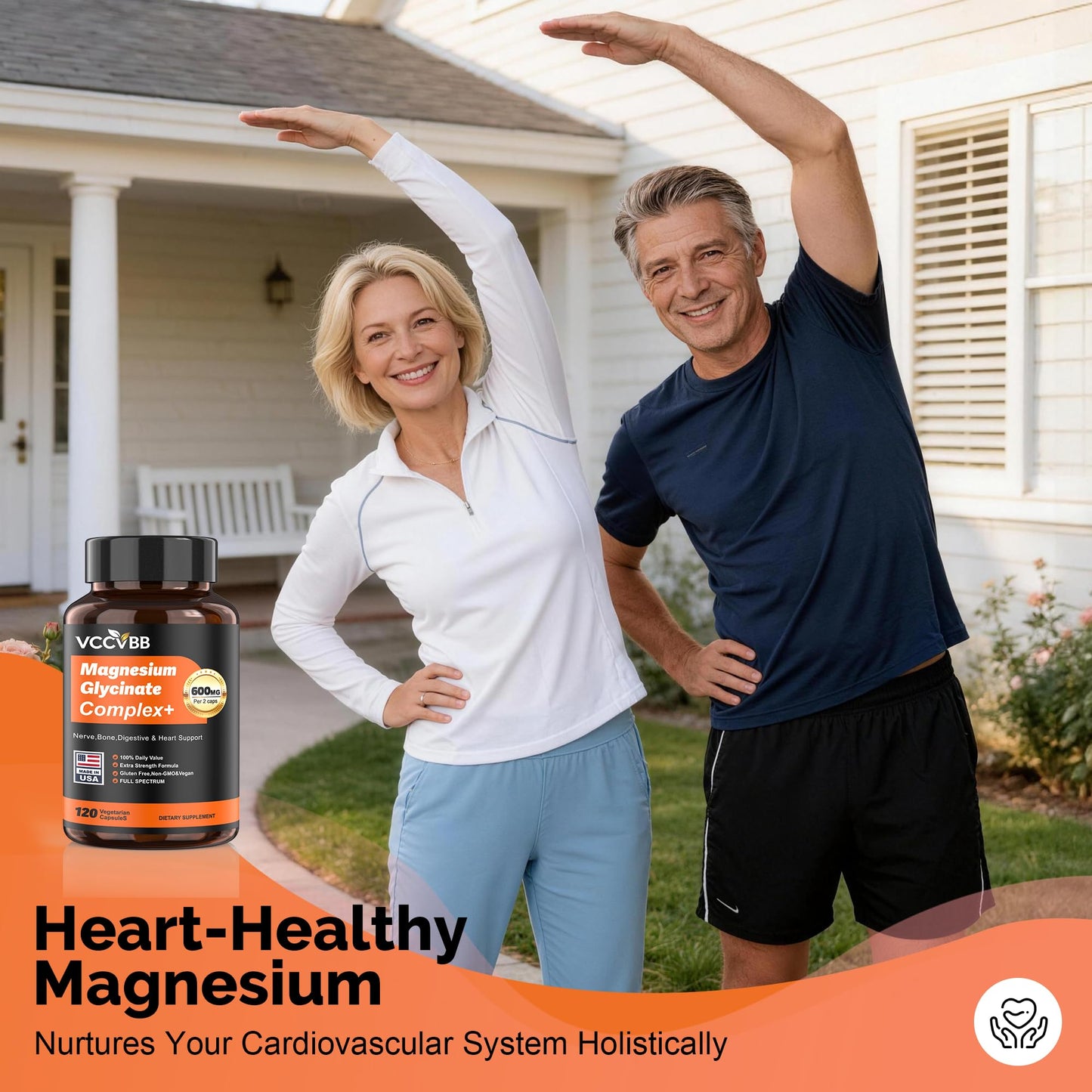 VCCVBB Magnesium Complex for Women & Men 600mg, 12-in-1 High Absorption Magnesium Glycinate, Citrate, Malate & Taurate Capsules, 120 Count