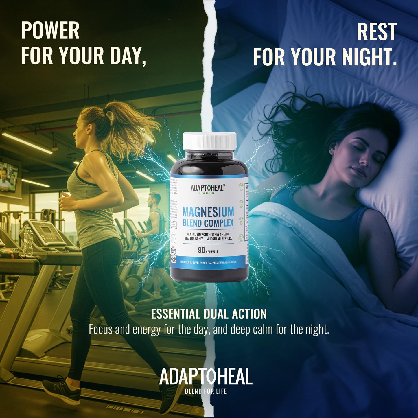 ADAPTOHEAL Magnesium Complex – Glycinate, Malate & Citrate with Vitamin B6, 90 Capsules
