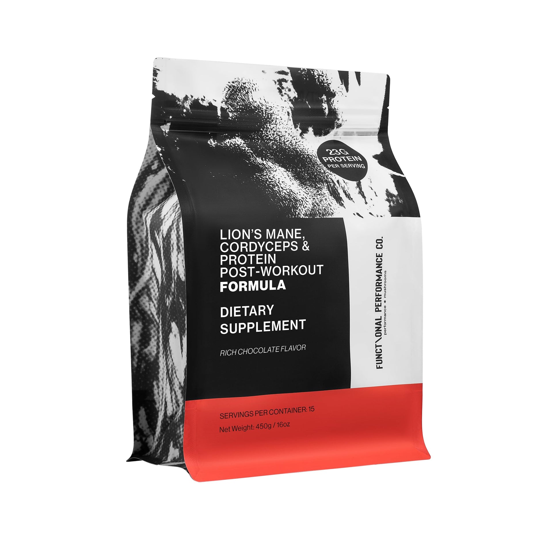 Functional Performance Co. Whey Protein Isolate Powder, Grass Fed, 23g Protein per Serving, Lion’s Mane 400mg & Cordyceps 400mg, Supports Focus, Energy & Recovery, 16 Servings, 1 lb, Rich Chocolate