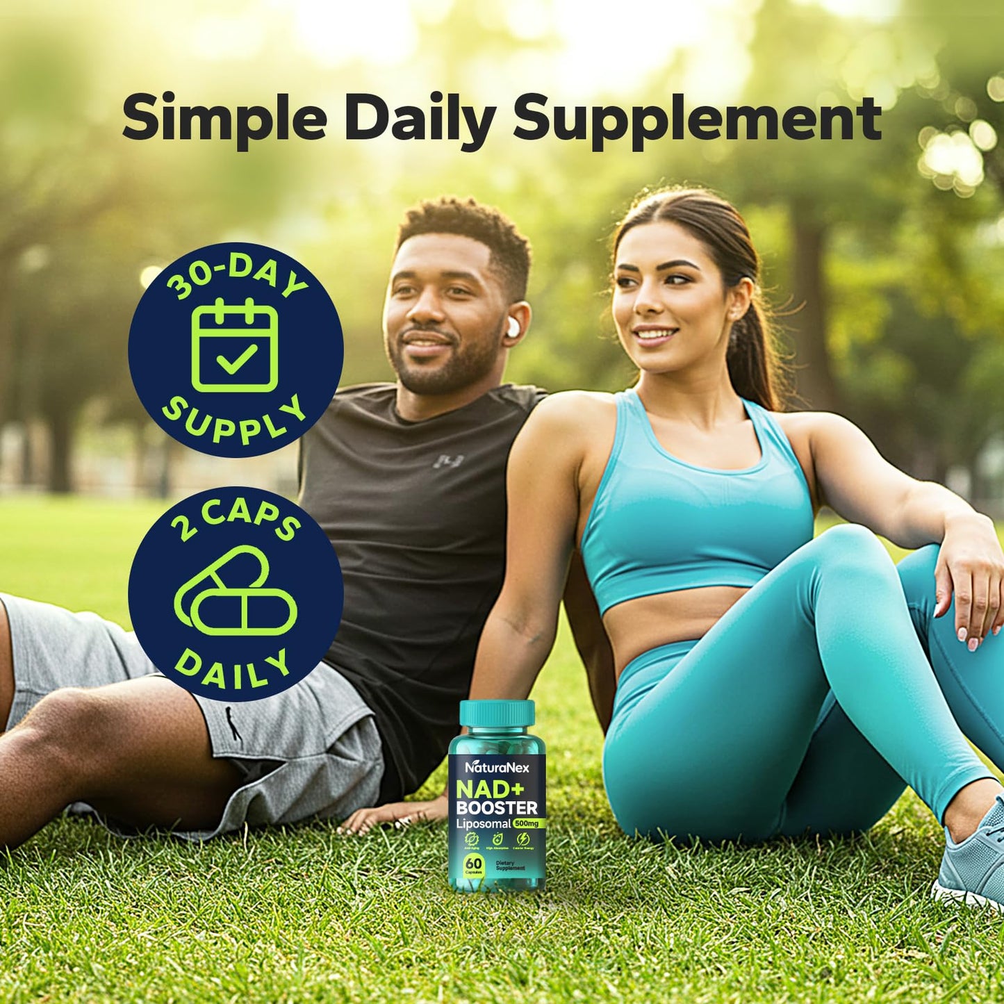 NaturaNex Liposomal NAD+ Supplement 650mg, Resveratrol & Quercetin Complex, 60 Capsules