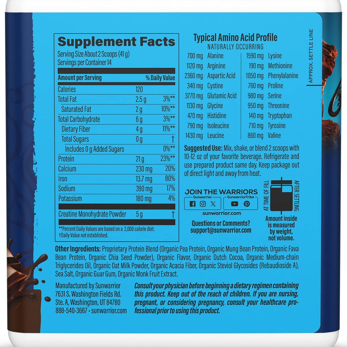 Sunwarrior Warrior Blend Strength Plant-Based Protein Powder Chocolate 20