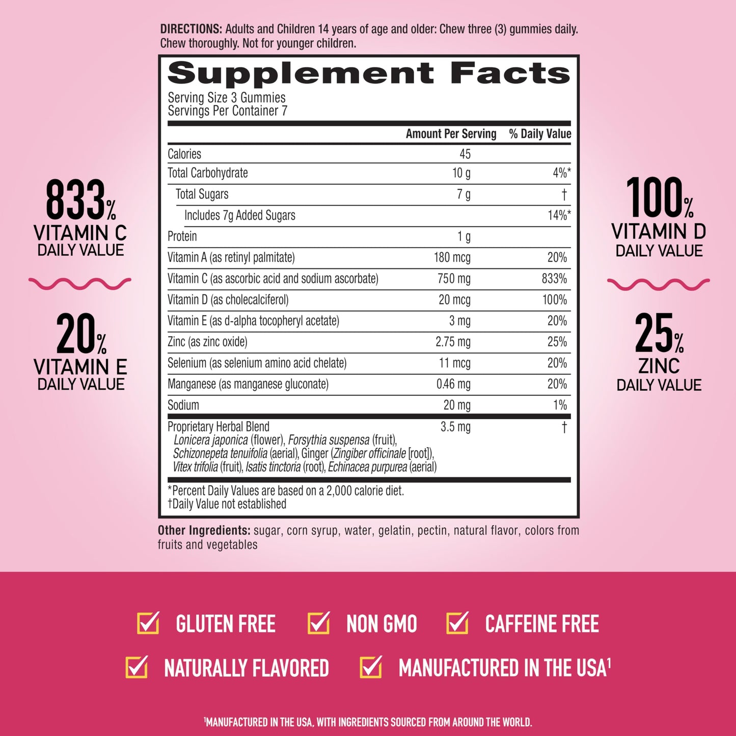 Airborne Vitamin C 750mg Gummies, Very Berry Flavor, 21 Count