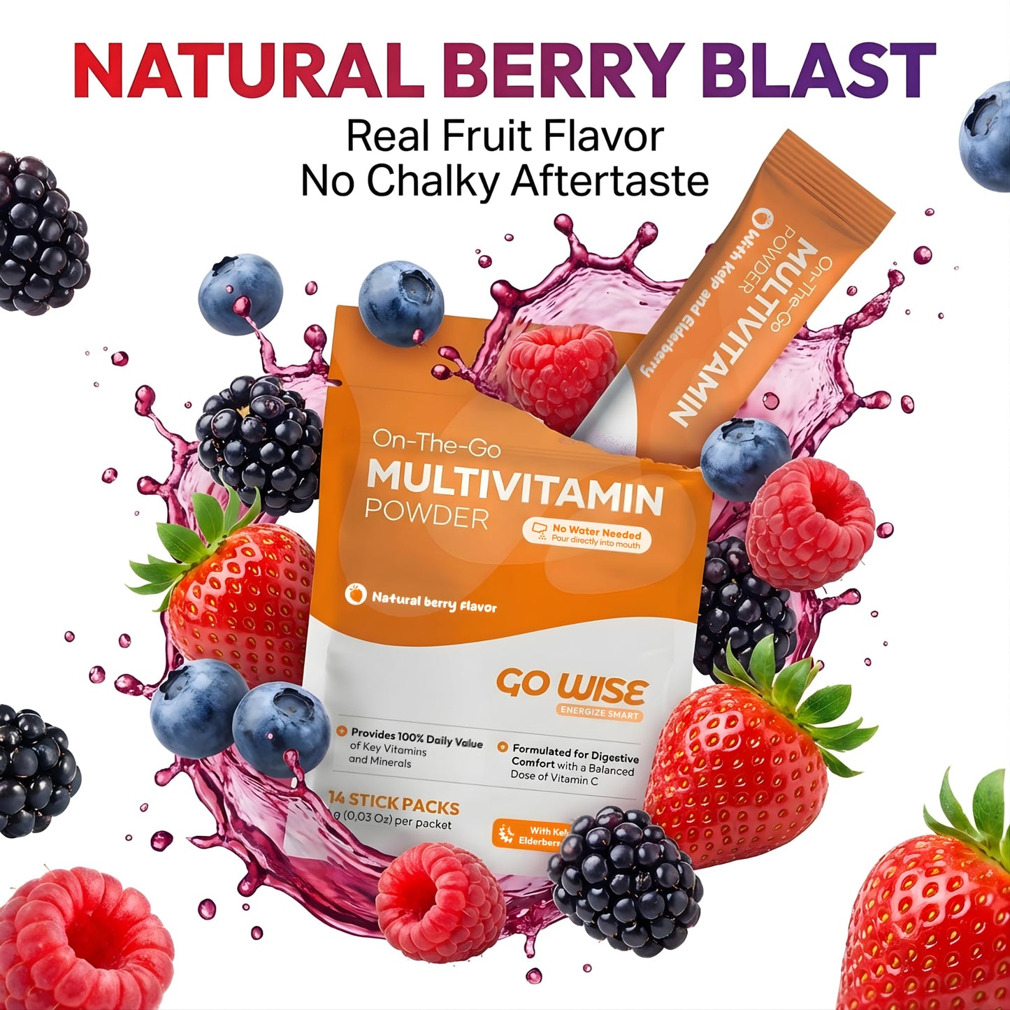 Go Wise Daily Multivitamin Powder for Women and Men 42 Sticks