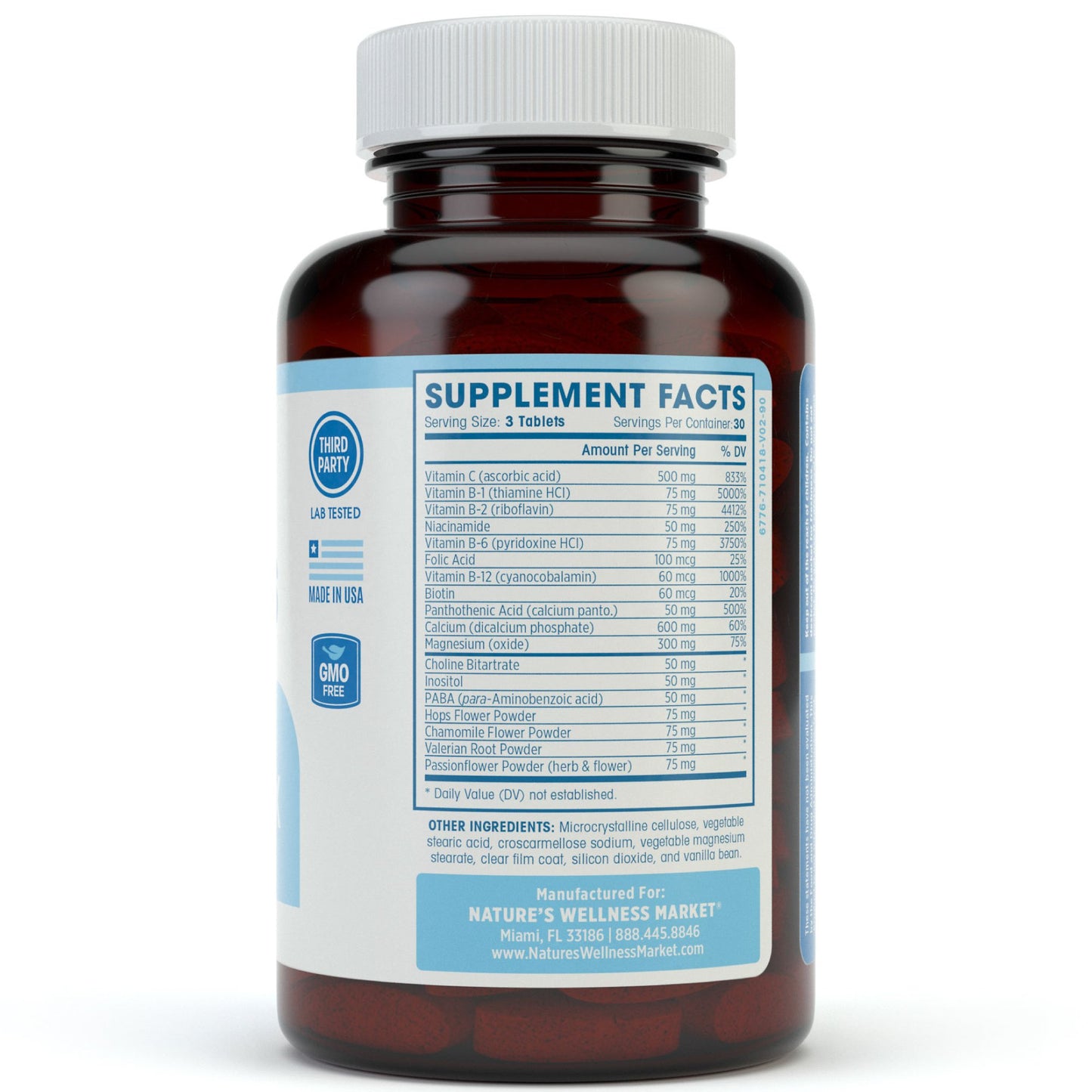 Natures Wellness Vitamin B Complex Stress Relief Tablets, 90
