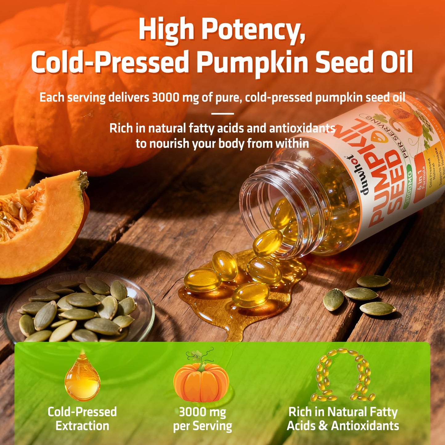 duwhot Pumpkin Seed Oil Softgels, 180 Count