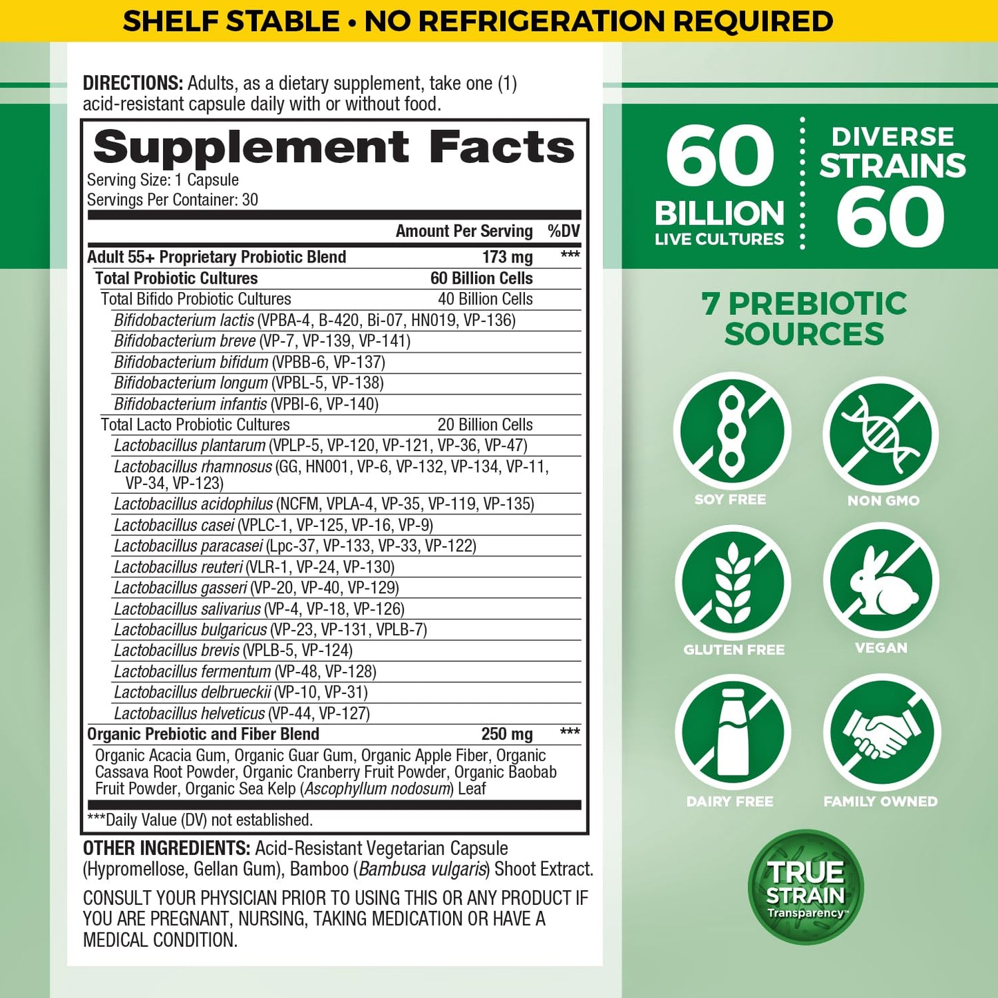 Vital Planet Vital Flora Adults Over 55 Daily Probiotic 60 Billion CFU, Capsule, 30 Capsules