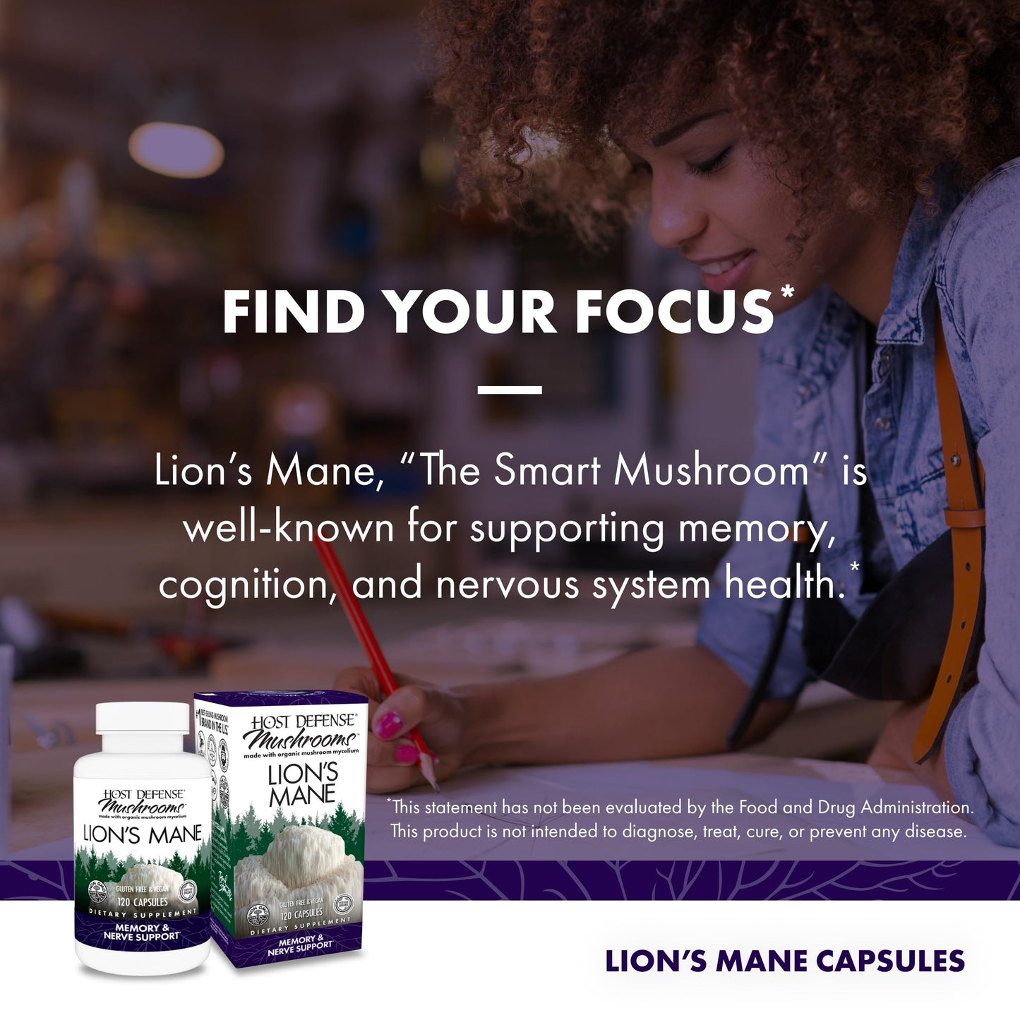 Host Defense Lion's Mane Mushroom Capsules, 120 Count