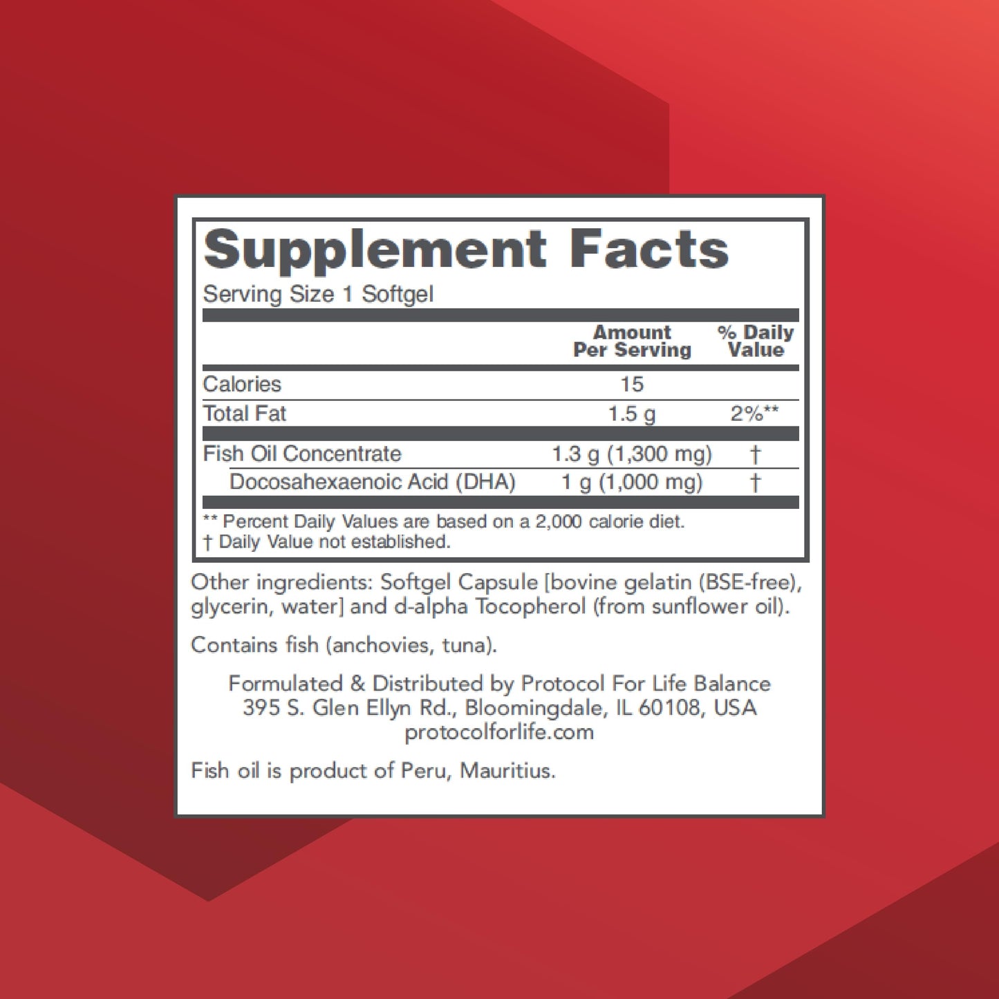 PROTOCOL FOR LIFE BALANCE DHA-1,000 Extra Strength Fish Oil Softgels 90