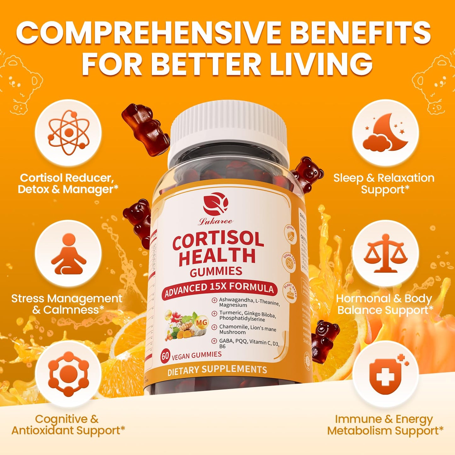 Lukaree Cortisol Gummies, 60 Count