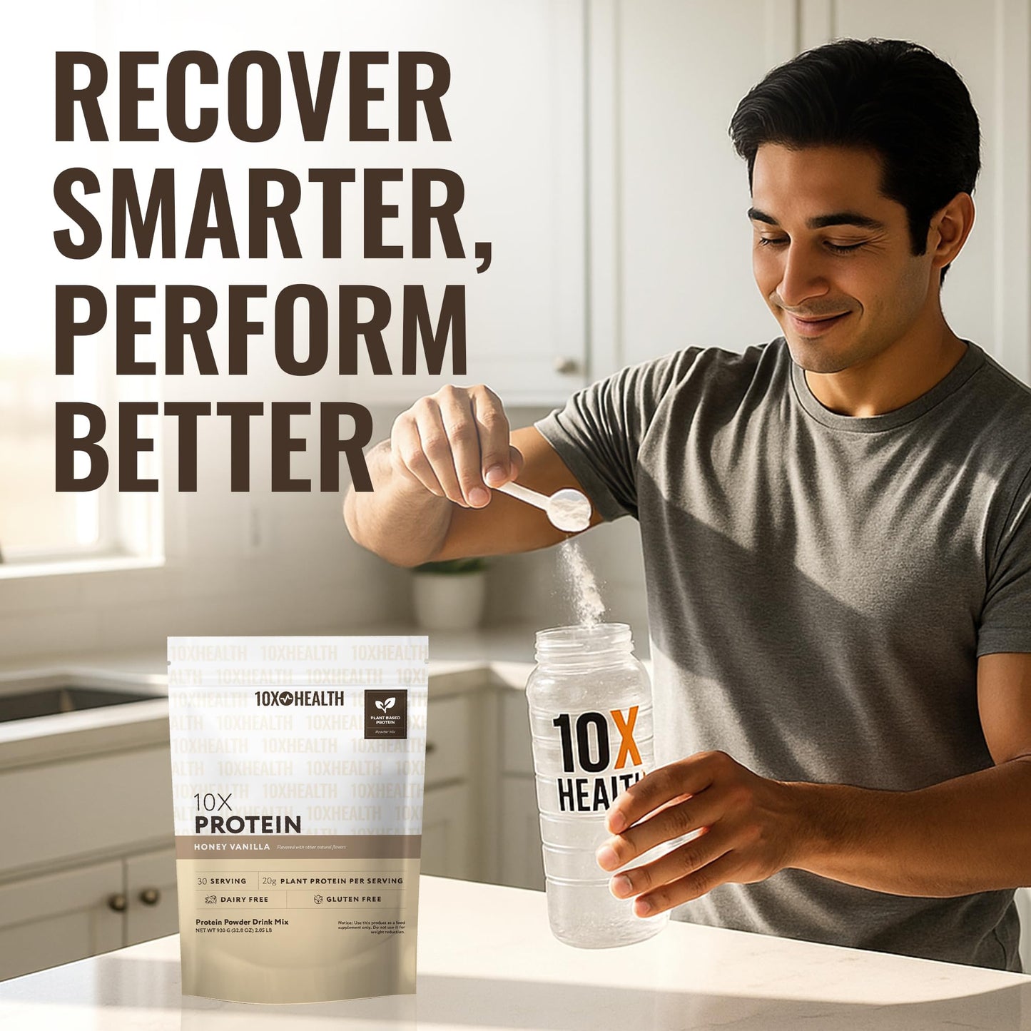 10X Health System Vegan Protein Powder, Plant-Based Protein Powder, 37 Servings