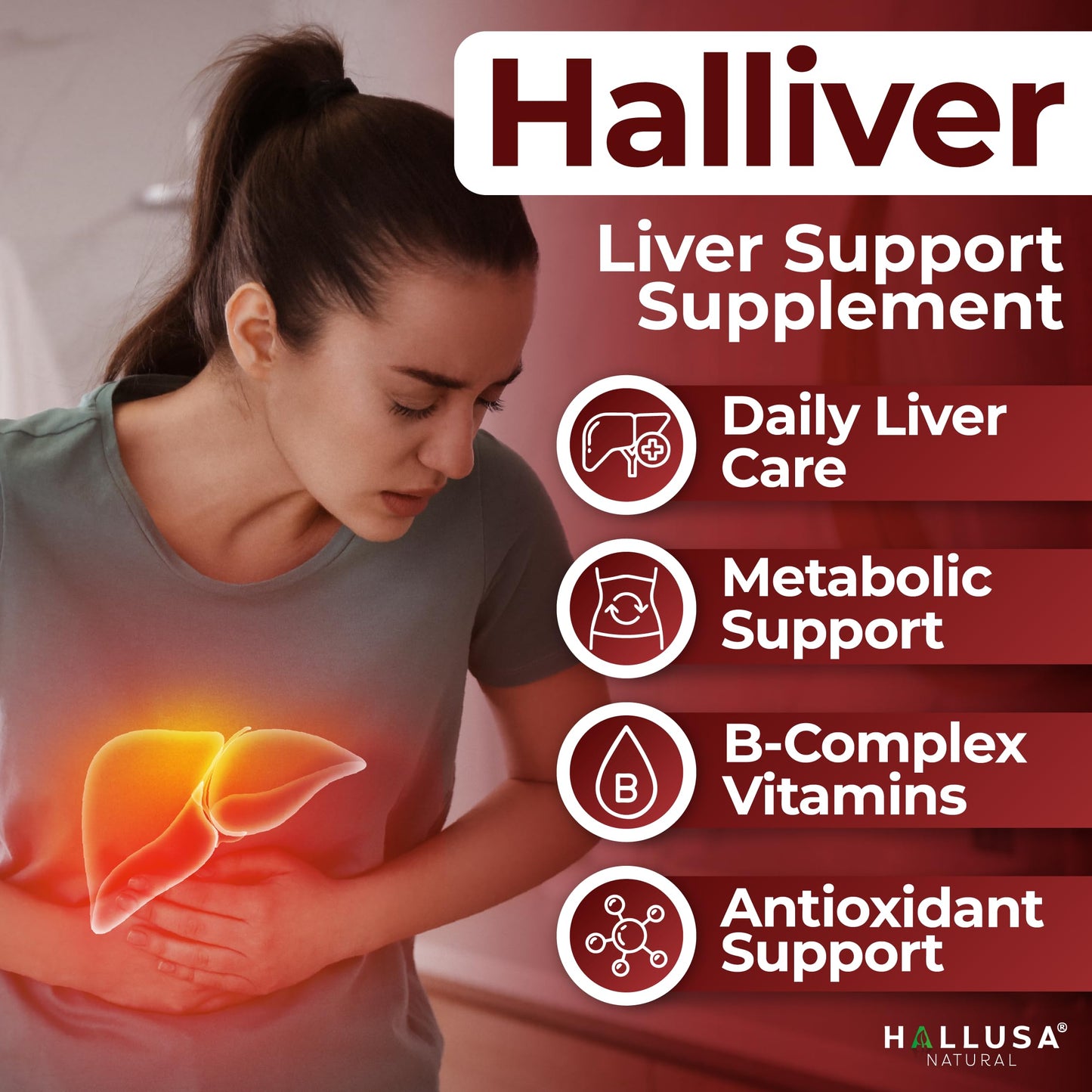 Hallusa Natural Halliver Liver Supplement with Milk Thistle, 60 Tablets