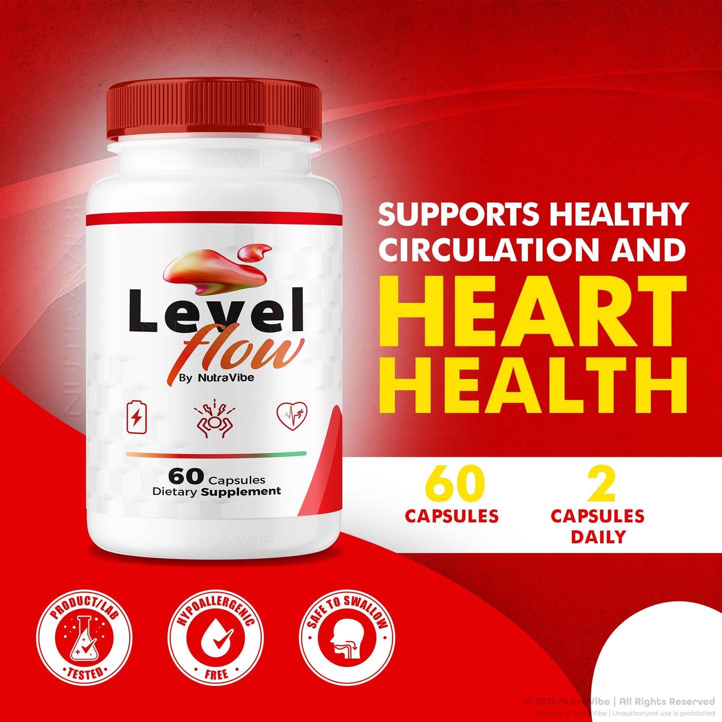 NutraVibe Level Flow Capsules 180 Capsules