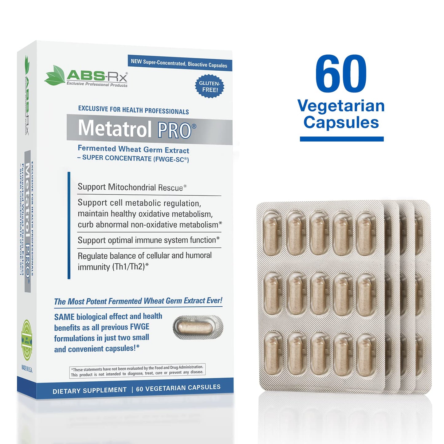 American BioSciences Metatrol PRO Fermented Wheat Germ Extract Gluten Free Immune Support Capsule 60 Count