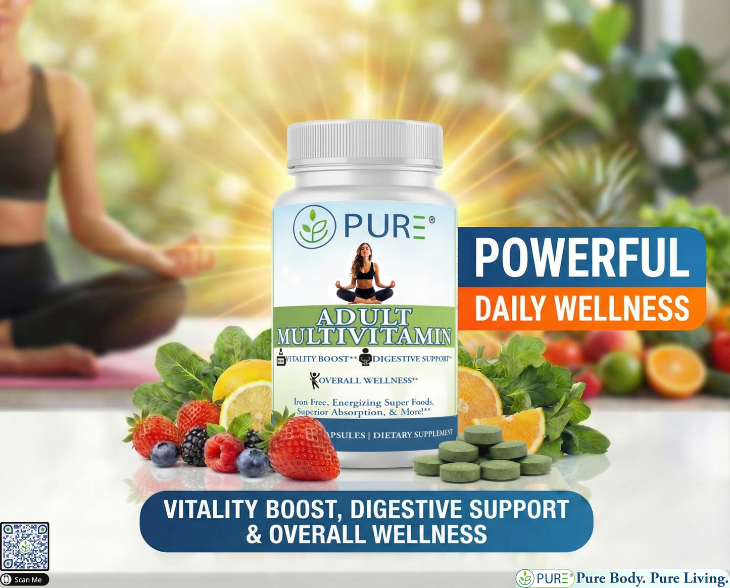 PURE Adult Multivitamin Iron Free Tablet 90 Count