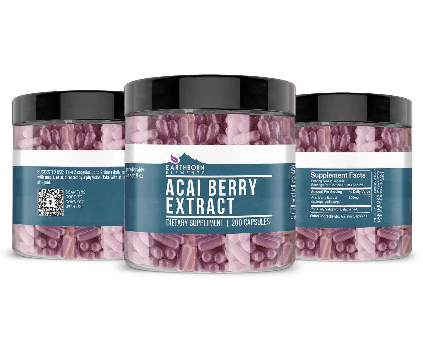 Earthborn Elements Acai Berry Extract Capsules, 200 Count