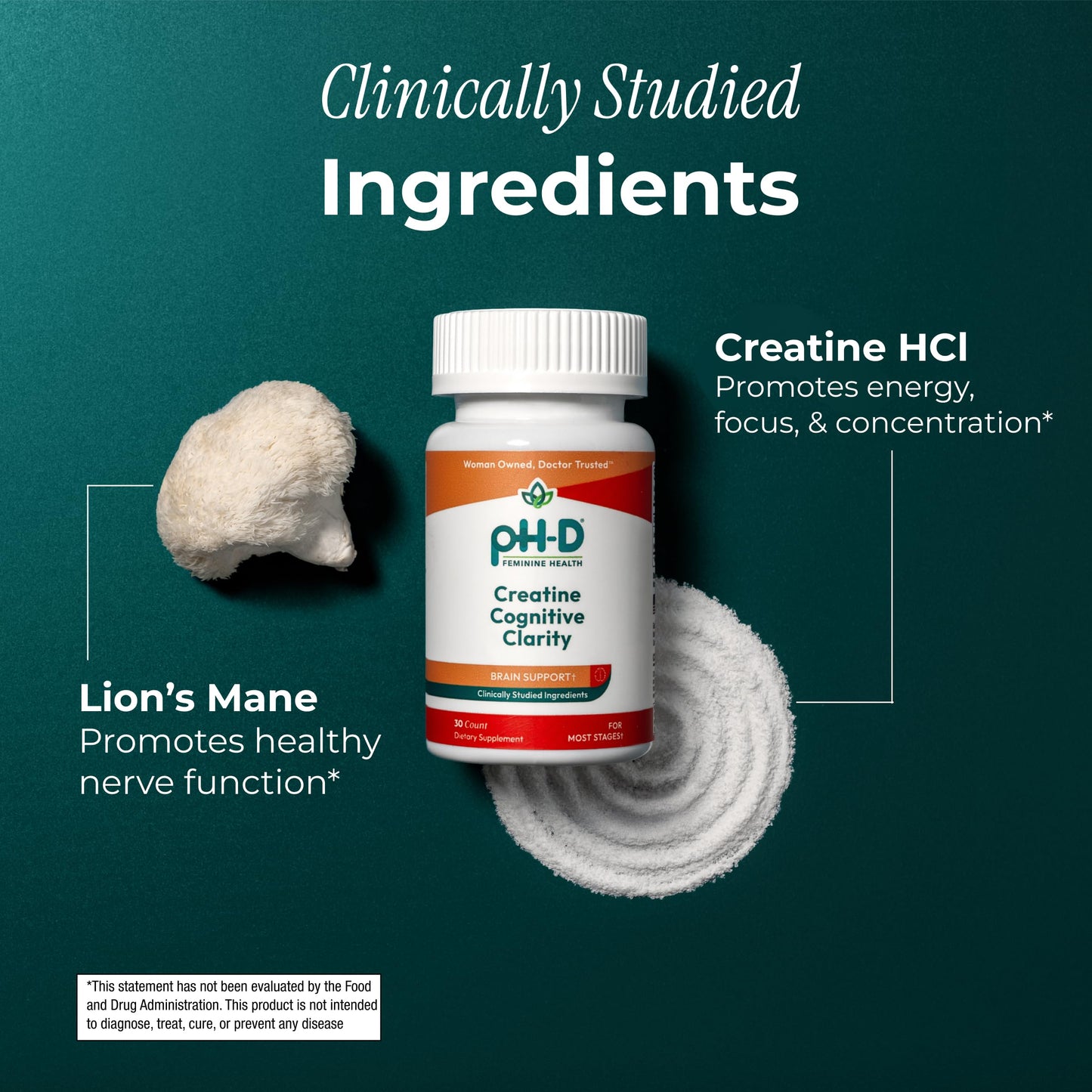 pH-D Feminine Health Support Creatine Cognitive Clarity Capsules, 30 Count
