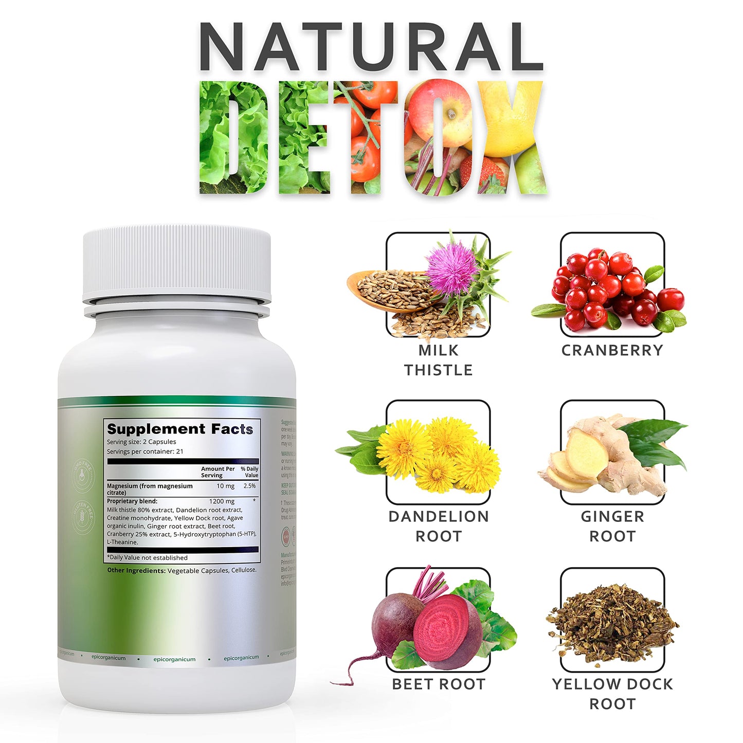 Epic Organicum 7 Day Detox Cleanse Capsules, 42 Count