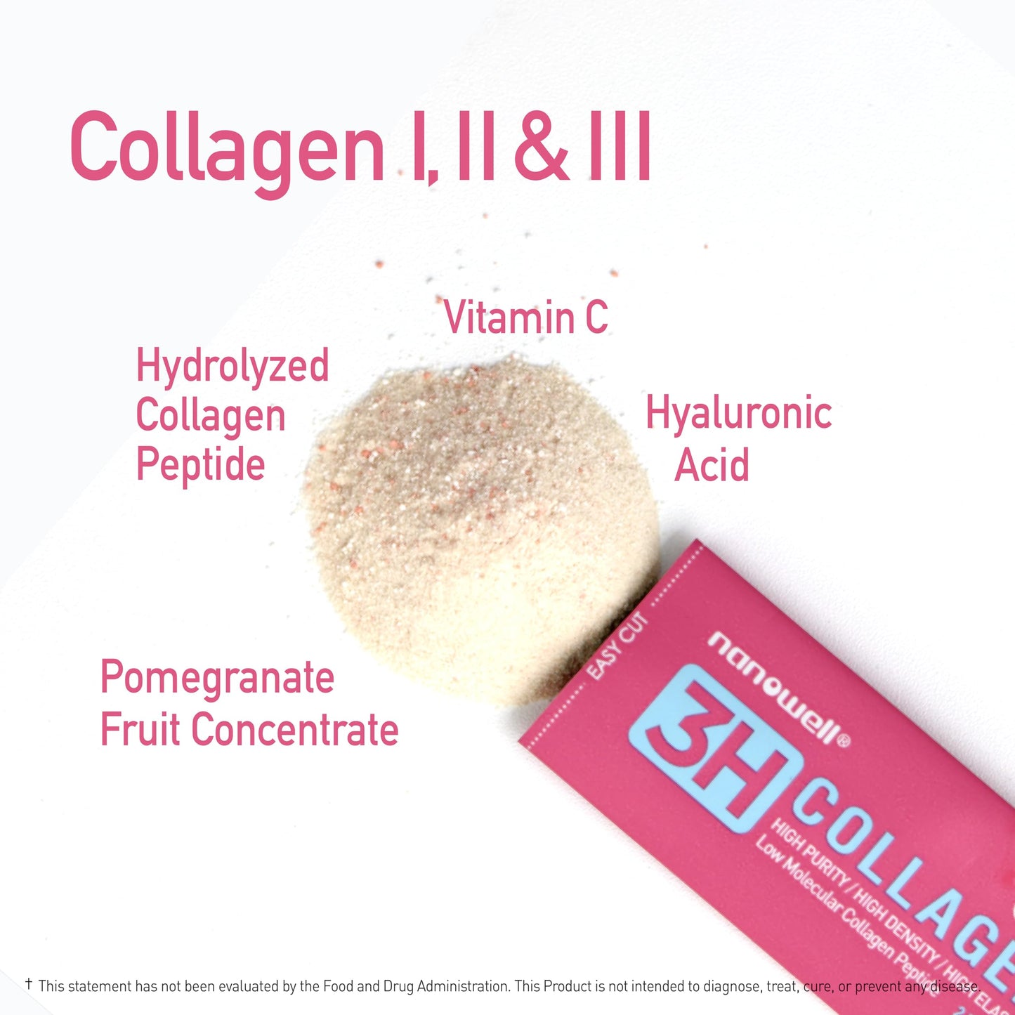 NANOWELL 3H Collagen Peptide Powder, 120 Count