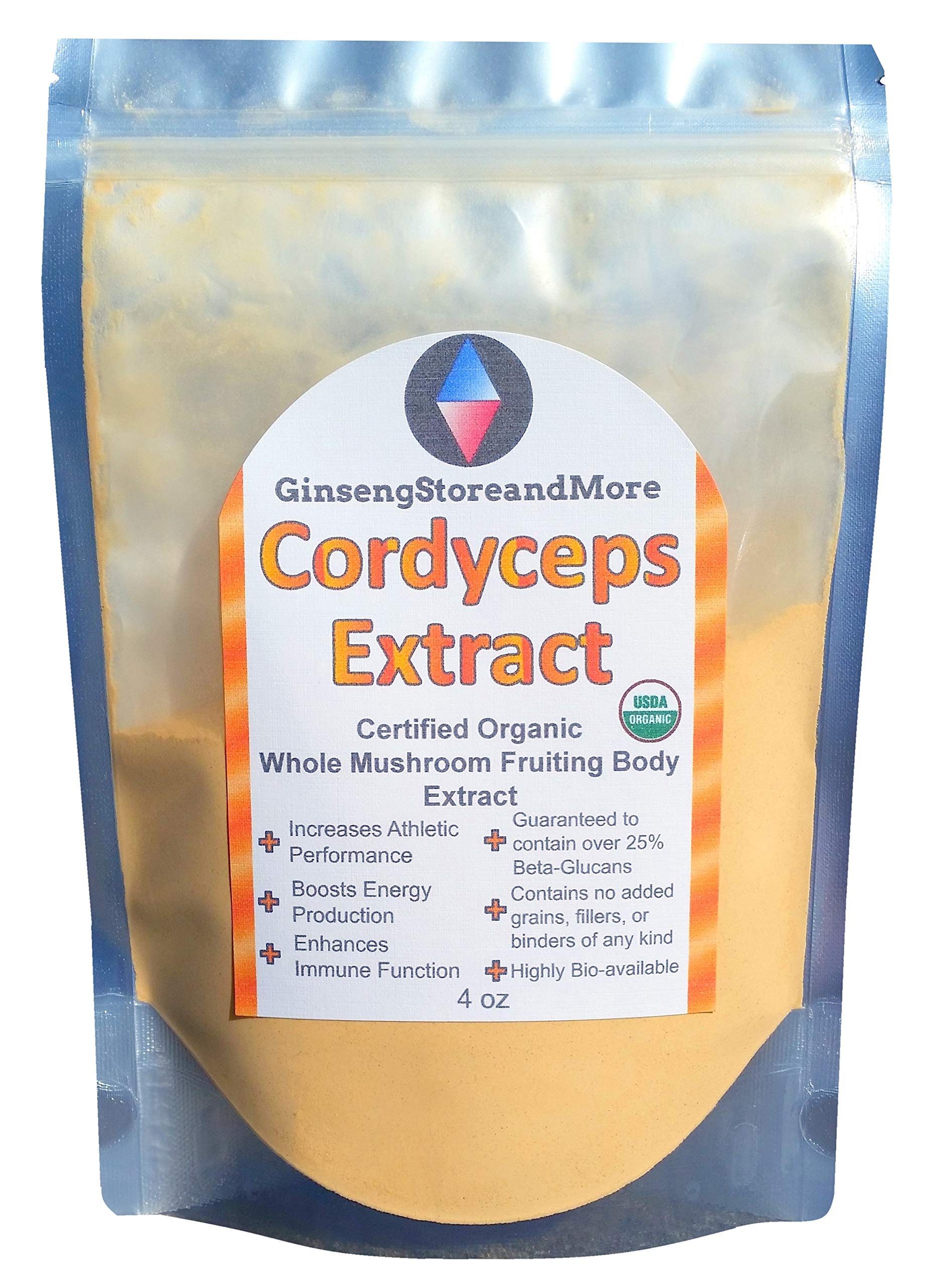 GinsengStoreAndMore Organic Cordyceps Militaris Mushroom Powder, 4 oz