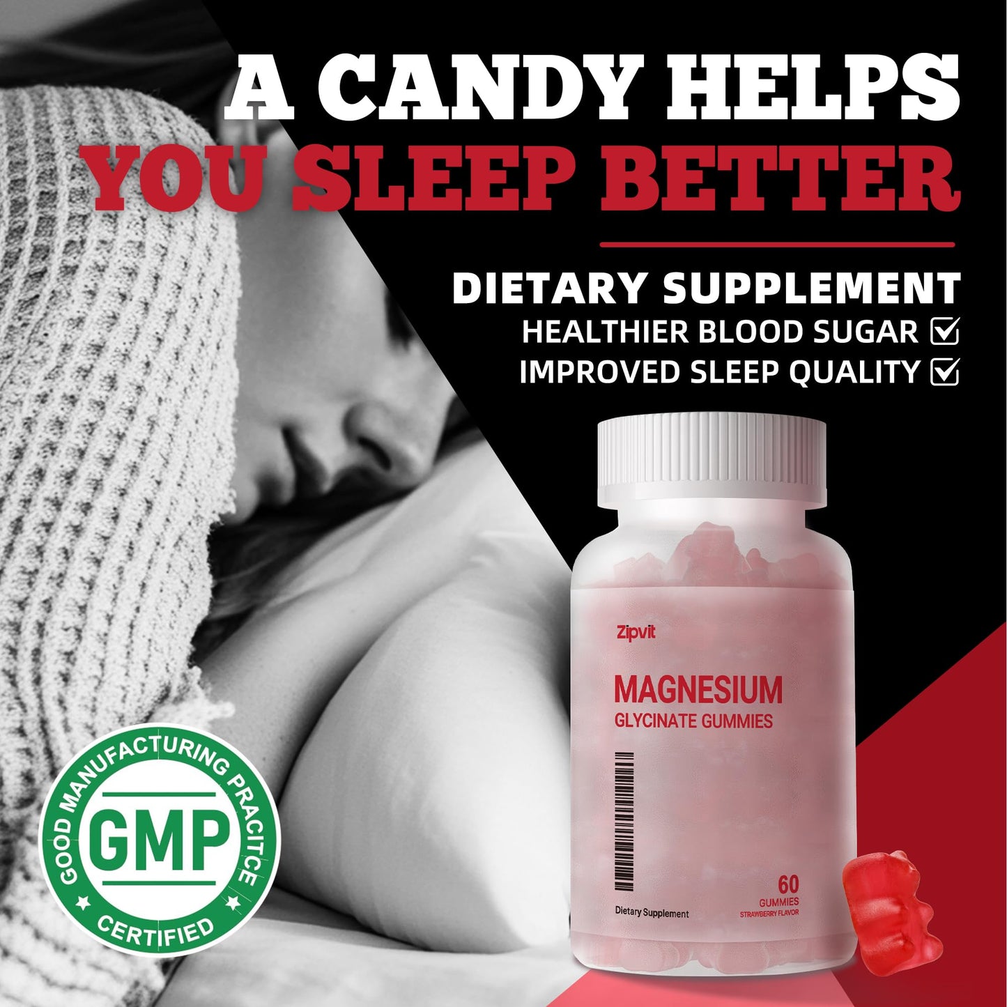 Zipvit Magnesium Glycinate Gummies 1000mg, 120 Gummies