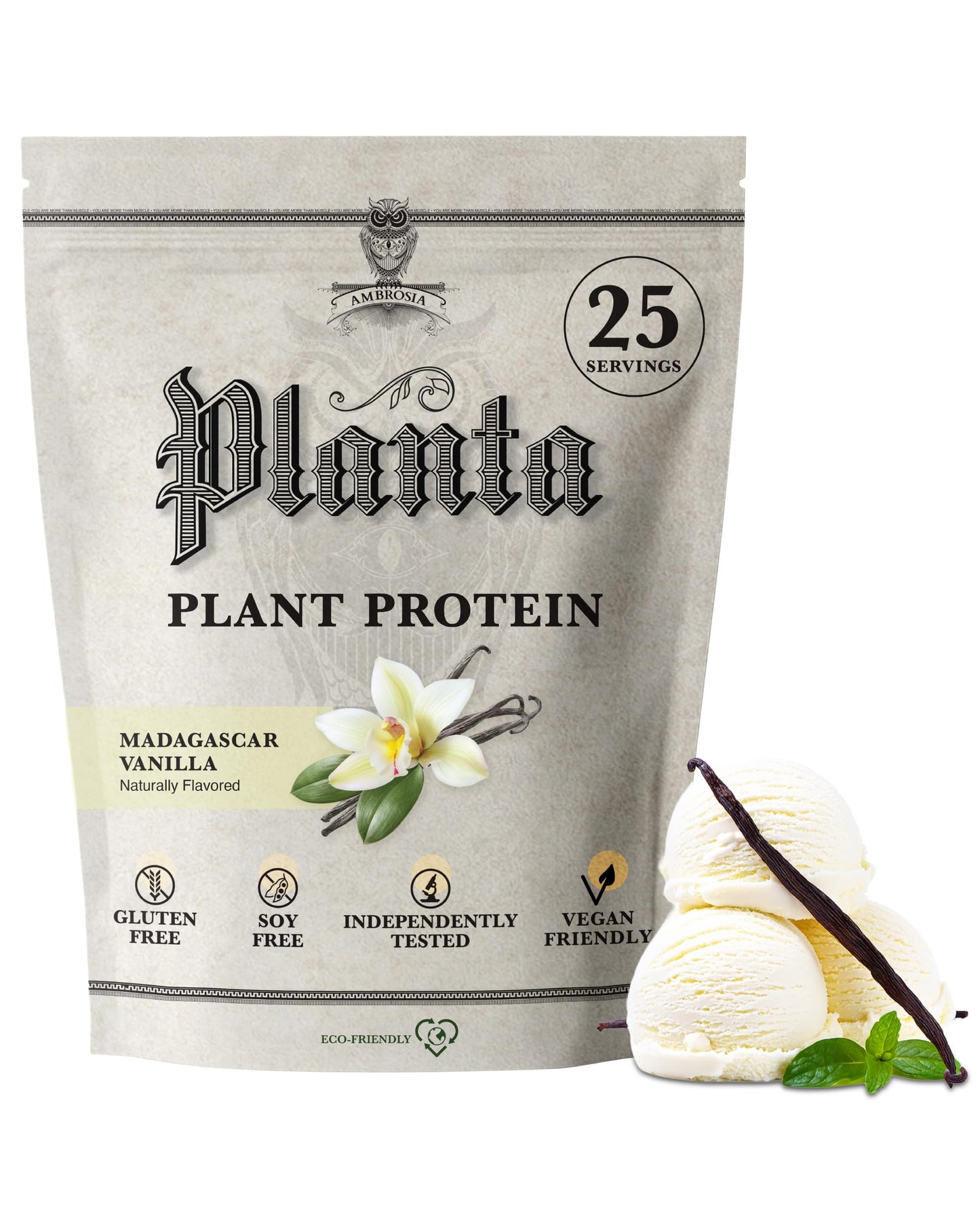 Ambrosia Plant Based Pea Protein Powder Vanilla 26.4 oz