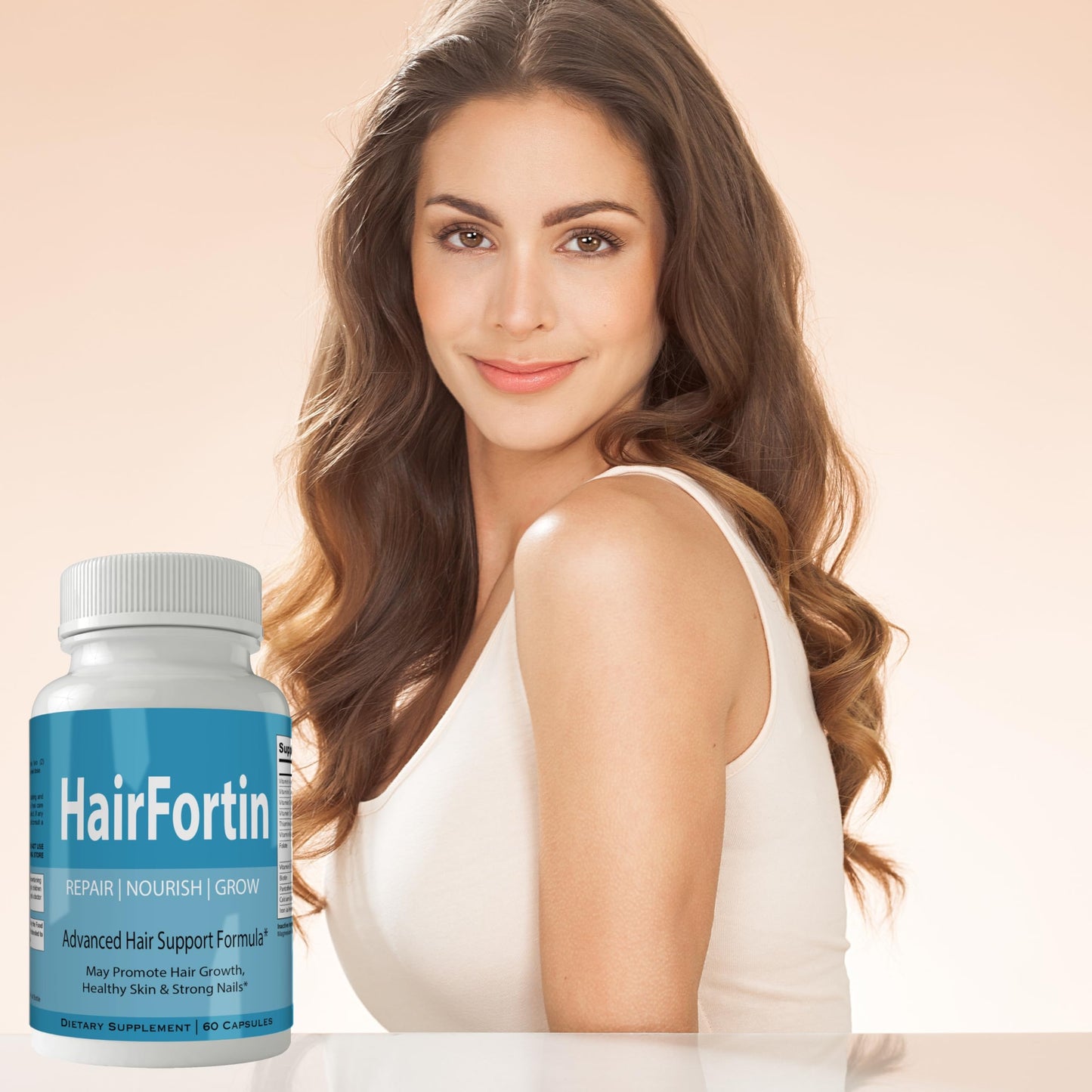 nutra4health LLC Hairfortin Advanced Hair Growth Vitamins and Minerals - Extra Strength Formula for Hair, Skin, and Nails with Biotin - Gluten Free, 60 Capsules