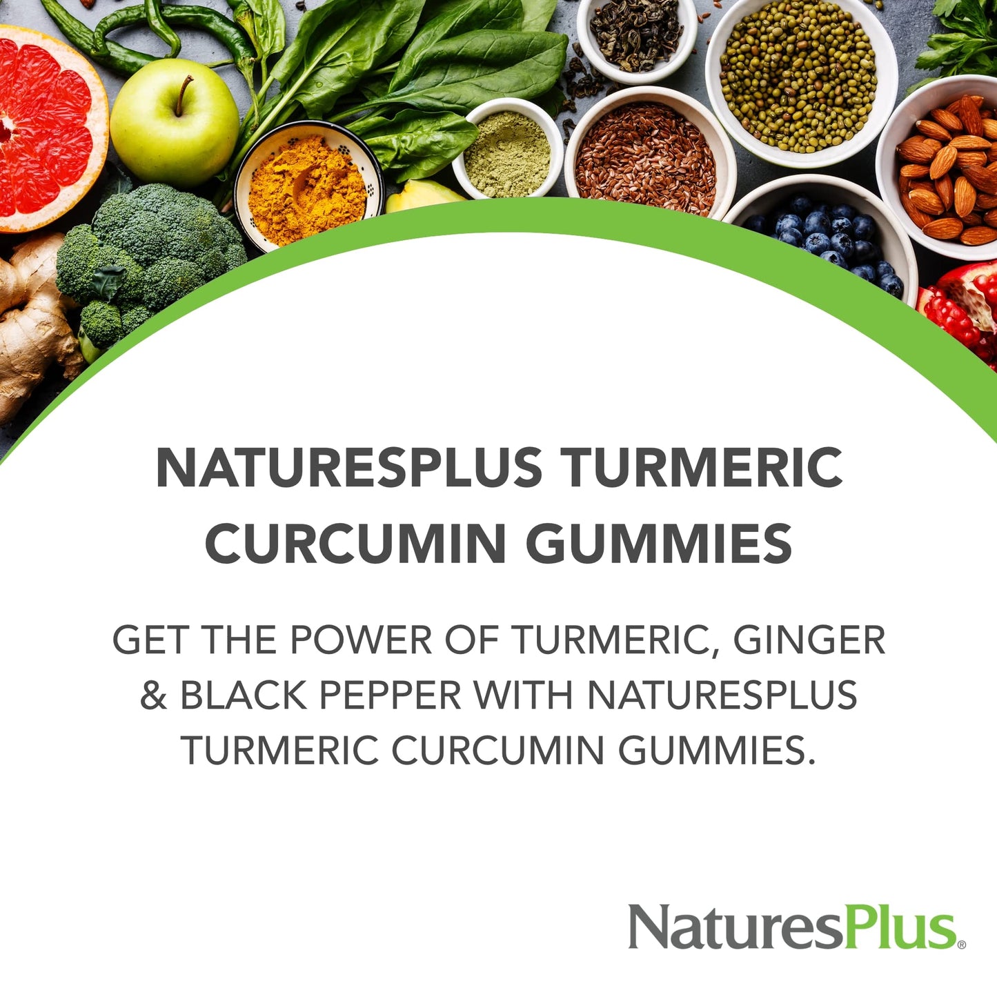 NaturesPlus Turmeric Curcumin Gummies, 60 Gummies