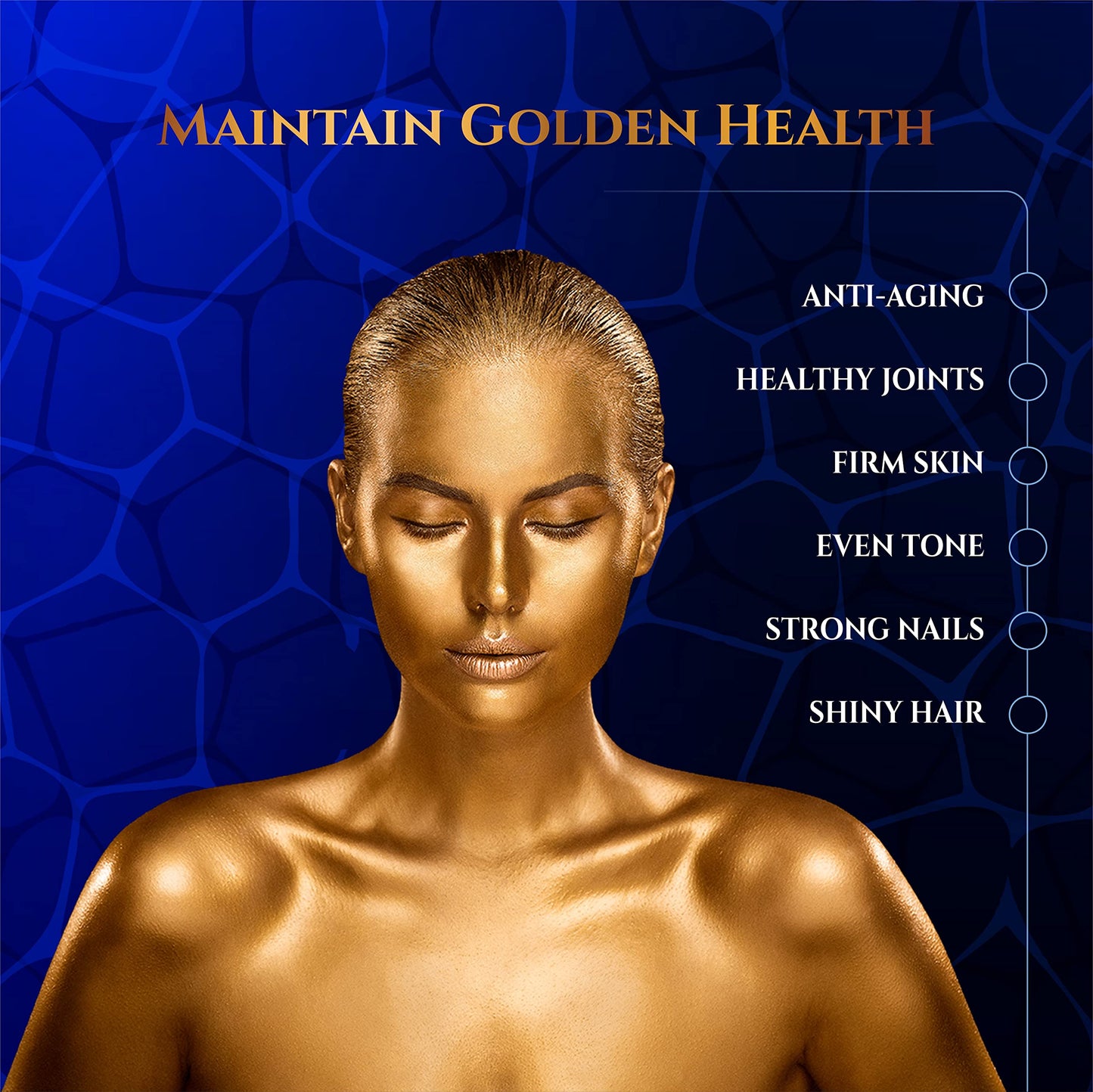 GOLDOPUS Marine Collagen Peptides Capsules with Hyaluronic Acid, Coenzyme Q10, Vitamin C, 90 Capsules