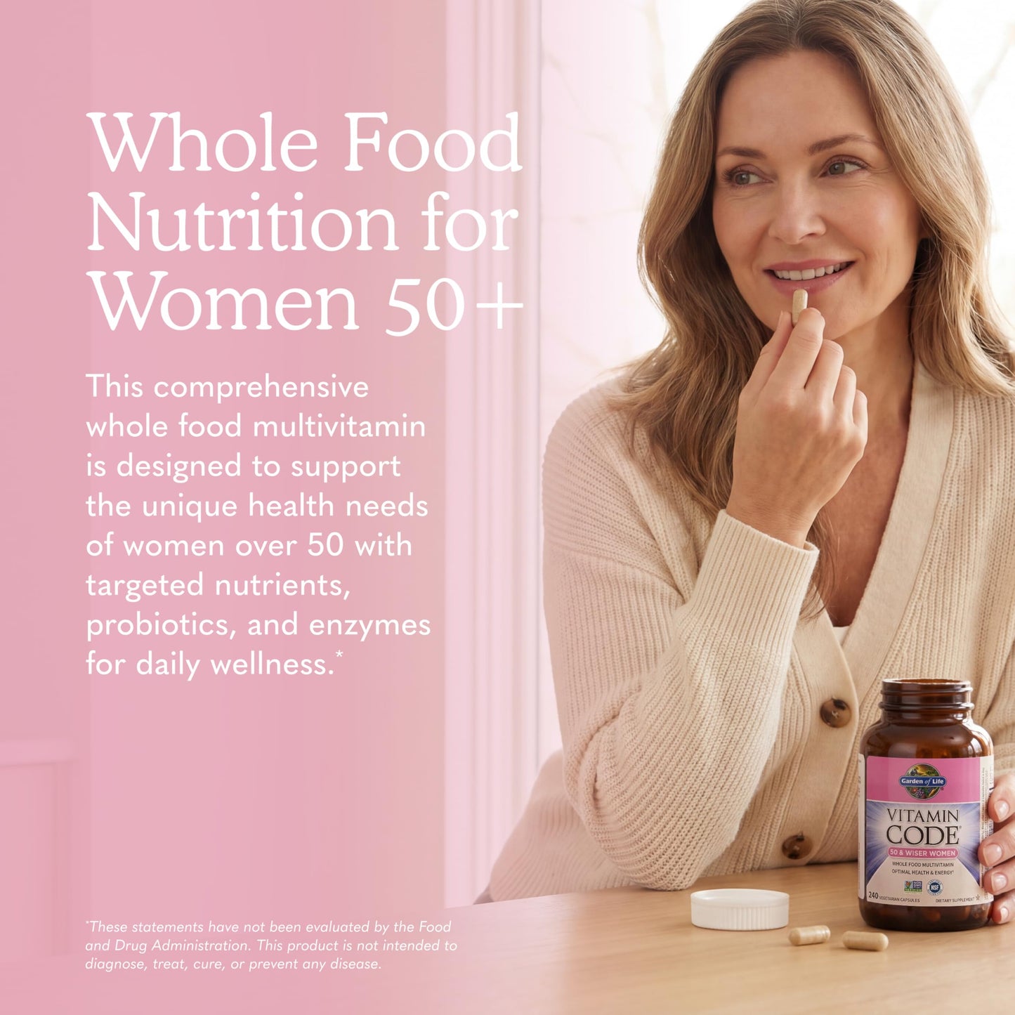 Garden of Life Vitamin Code Multivitamin for Women 50 & Over Capsules, 240 Capsules