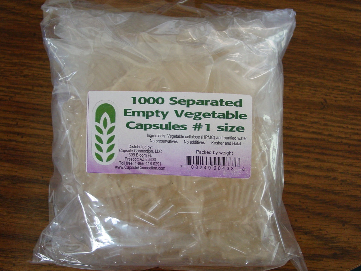 Capsule Connection 1000 Separated Empty Vegetable Capsules, #1 Size, 1000 Capsules