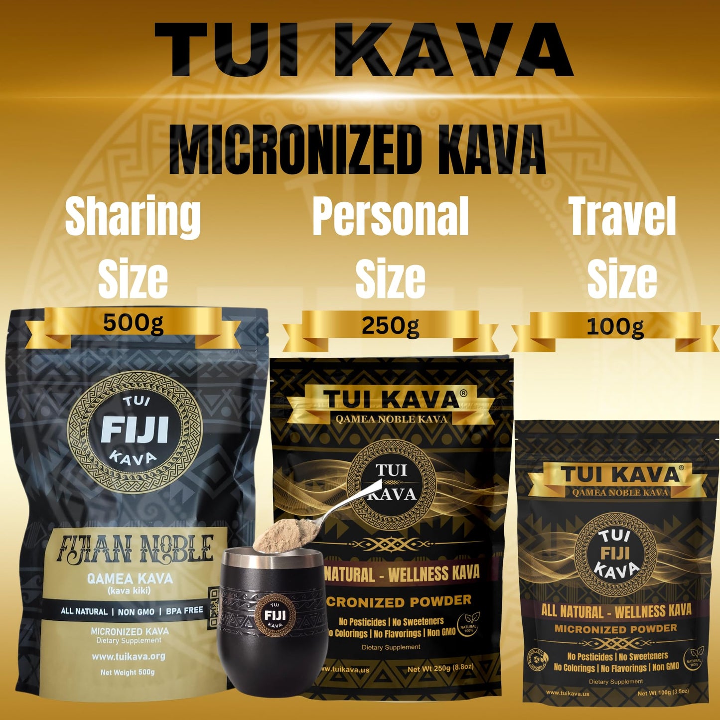 TUI KAVA Noble Kava Root Powder Micronized, 3.5 oz