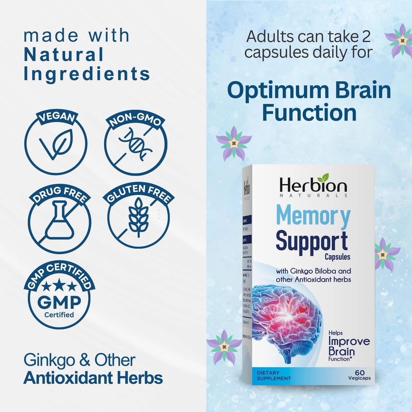 HERBION Naturals Memory Support Capsules, 60 Count