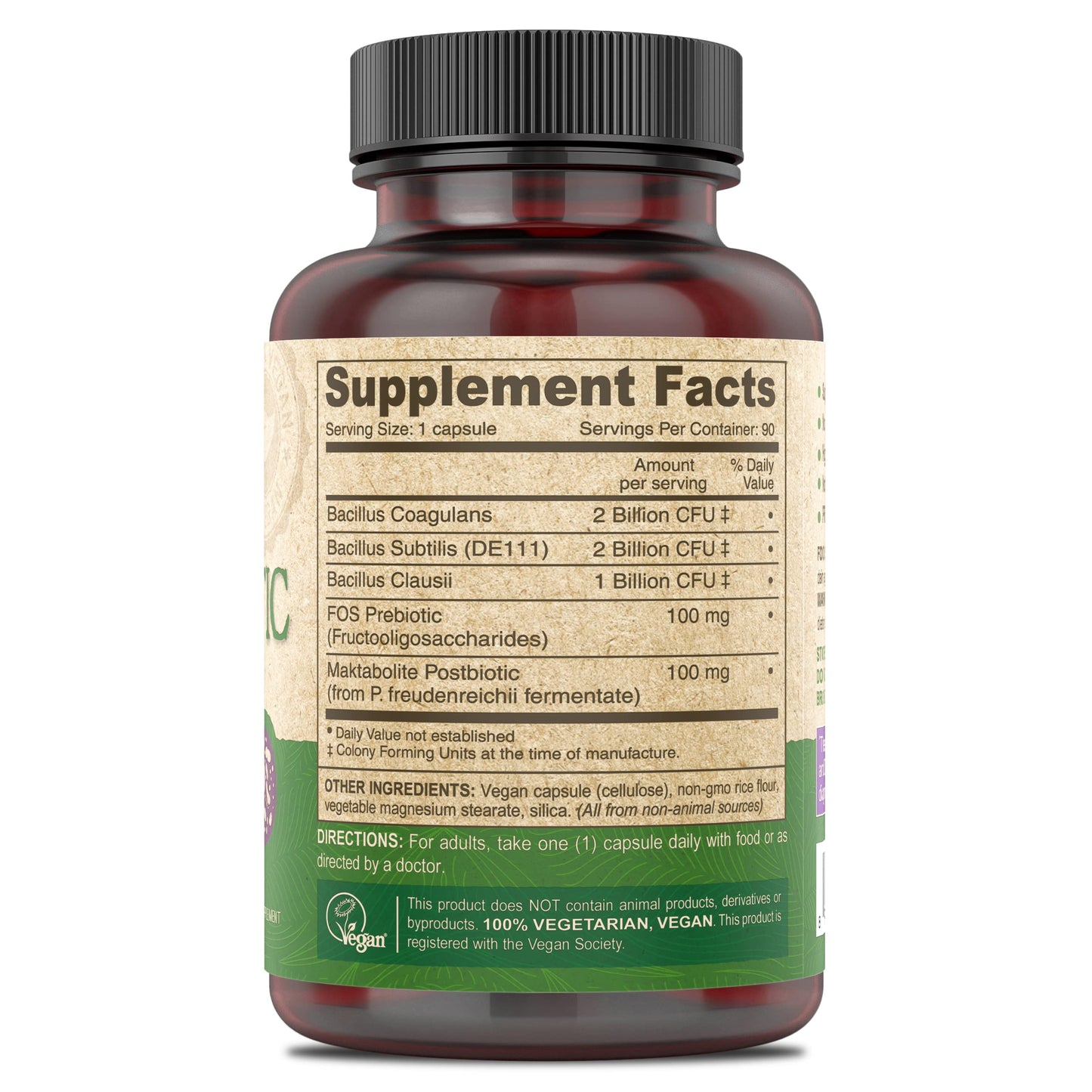 DEVA Vegan Probiotic Supplement - Pre, Pro, and Postbiotics for Digestive Health 5 Billion CFU Capsule 90