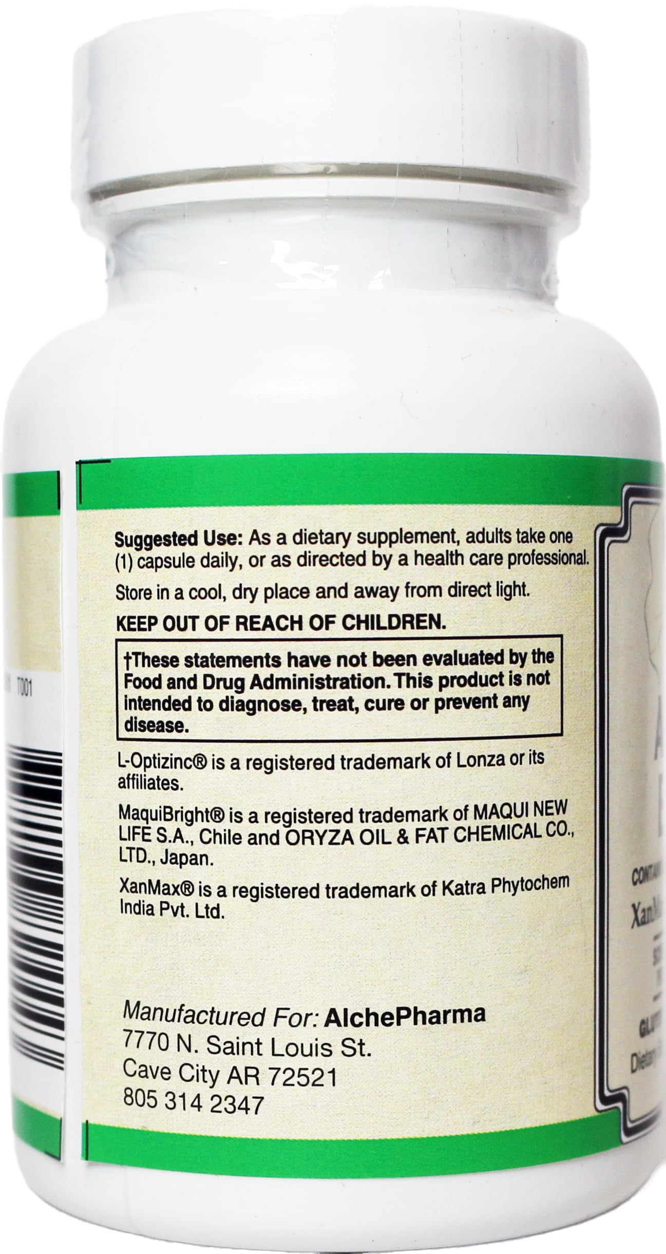 AlchePharma Advanced Eye Care Supplement, XanMax Marigold Extract, Lutein & Zeaxanthin Capsule, 1 Count