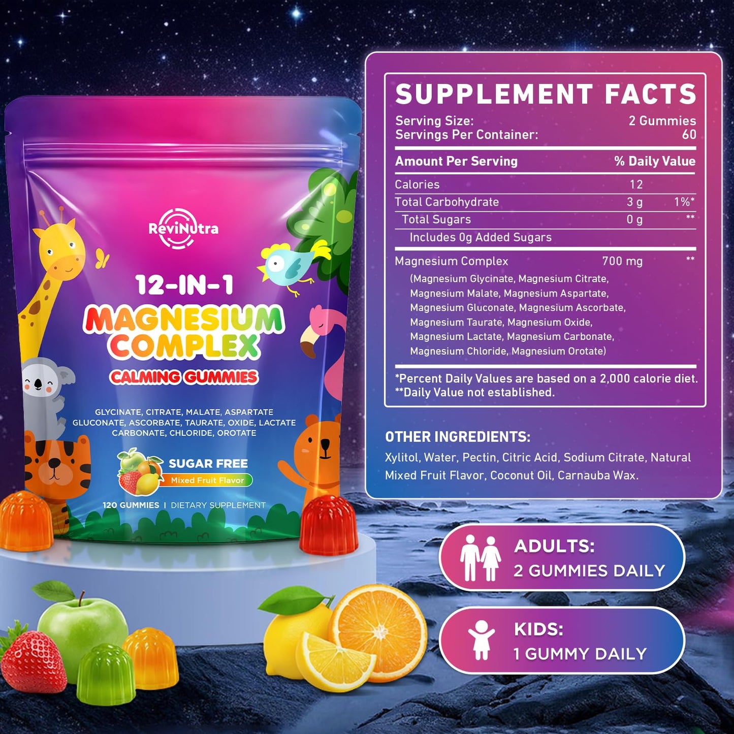 ReviNutra Magnesium Complex 12 in 1 Gummies 120 Count