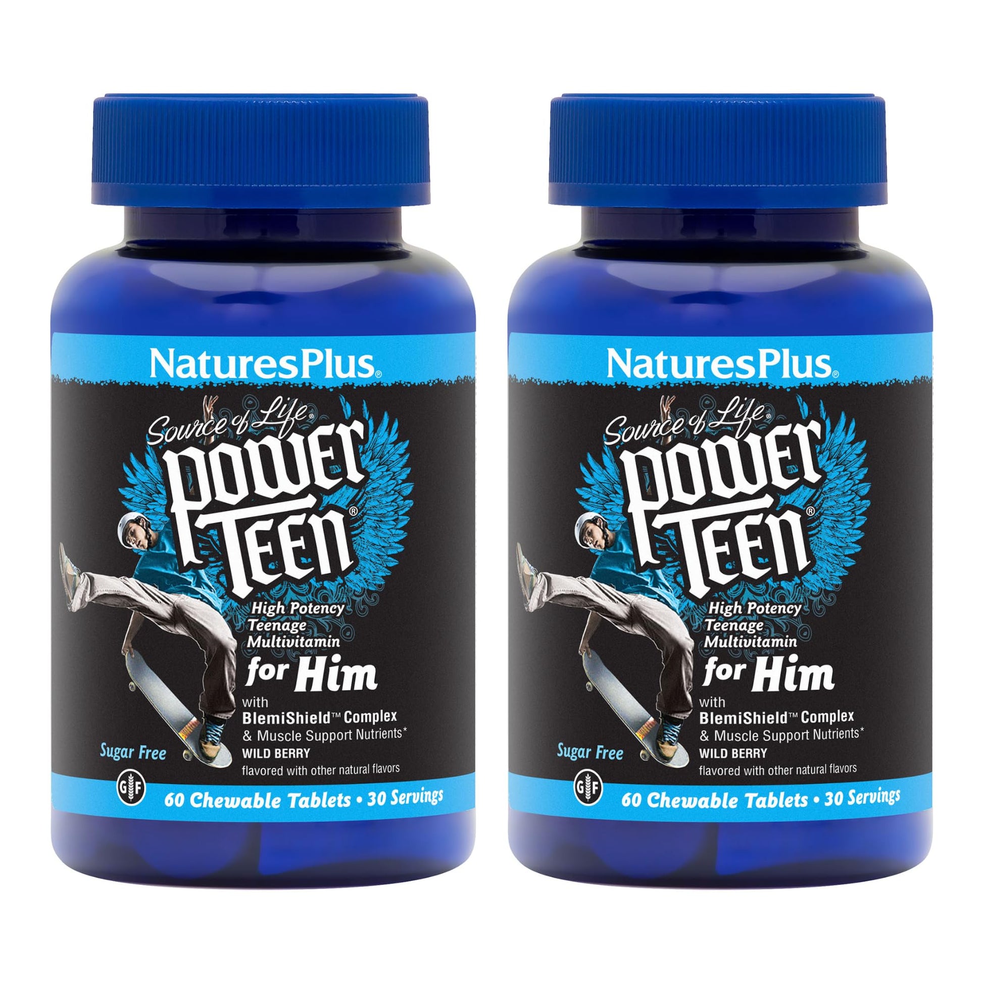 NaturesPlus Source of Life Power Teen for Him, Wild Berry Tablets 120 Count