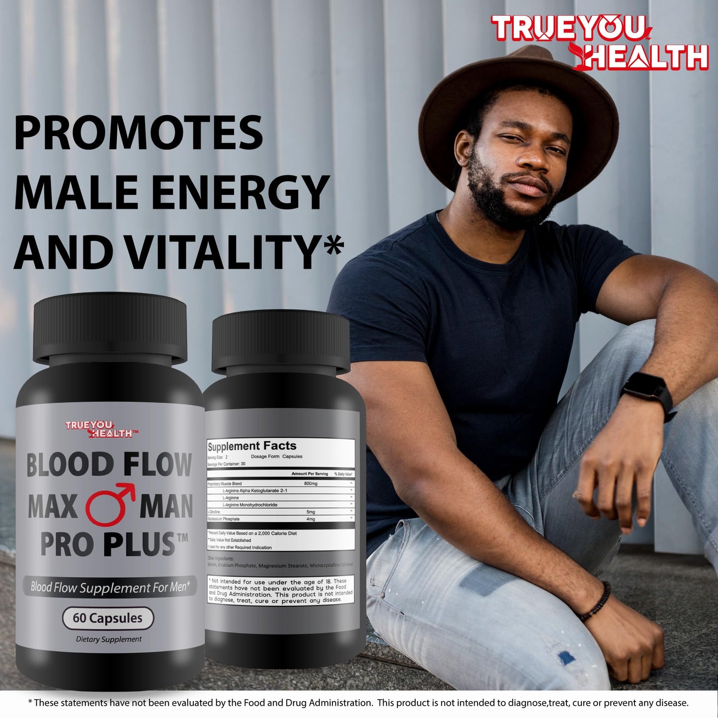 True You Health Blood Flow Max Man Pro Plus Capsules, 60 Count
