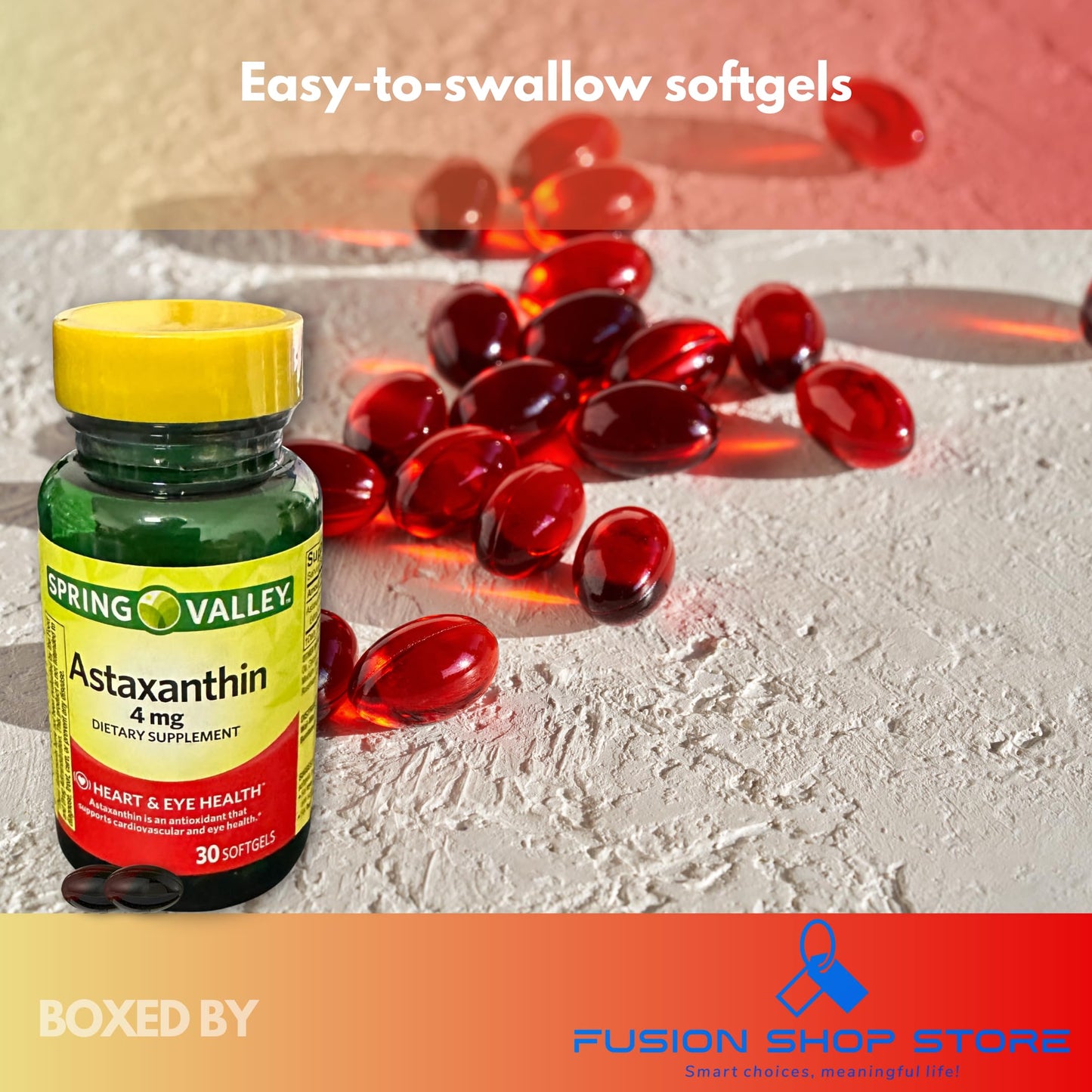 Fusion Shop Store Astaxanthin 4 mg Softgels, 30 Softgels