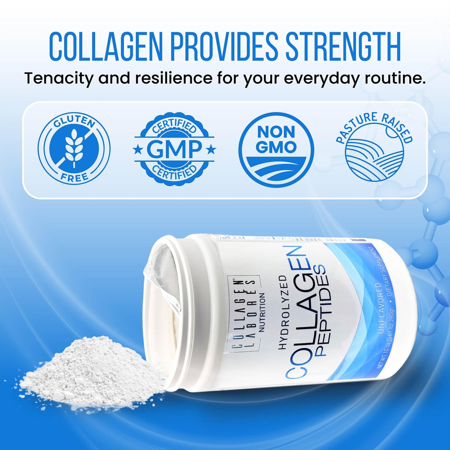 Collagen Laborés Pure Hydrolyzed Collagen Peptides Unflavored Powder, 10 oz