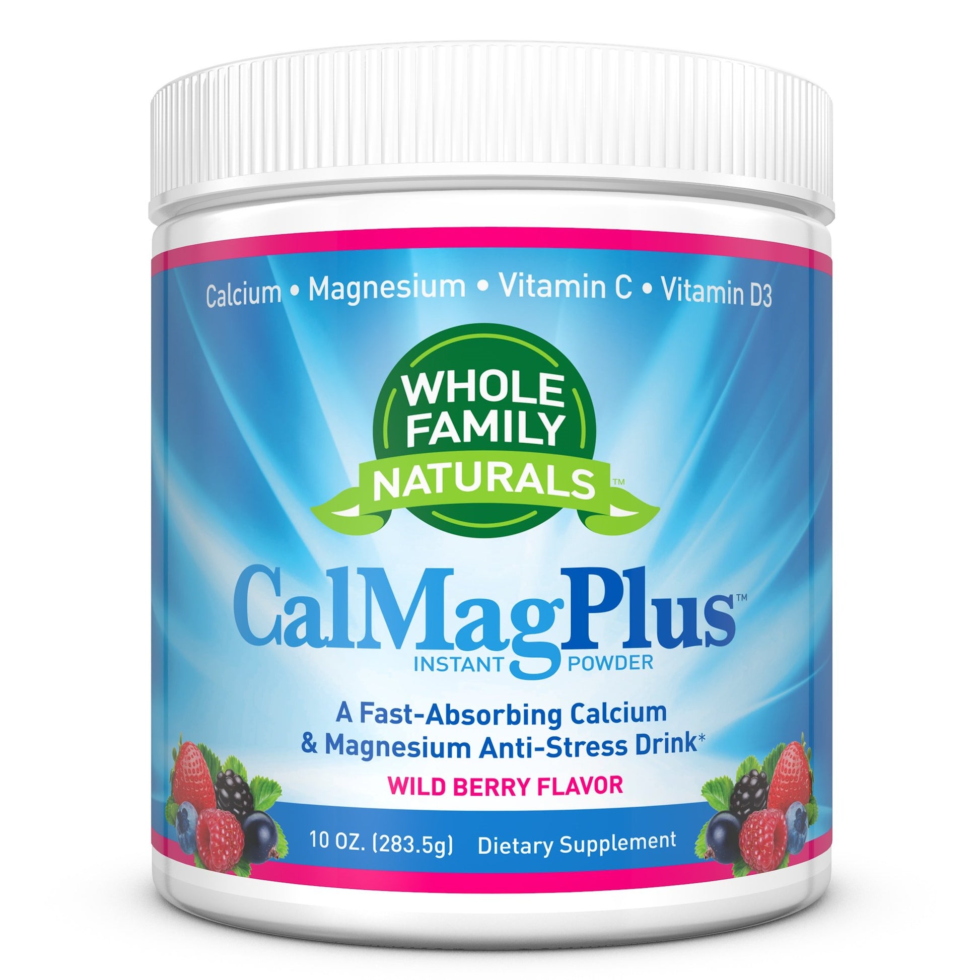 Whole Family Naturals CalMag Plus Calcium Magnesium Powder for Calm & Relaxation, 10 Ounce